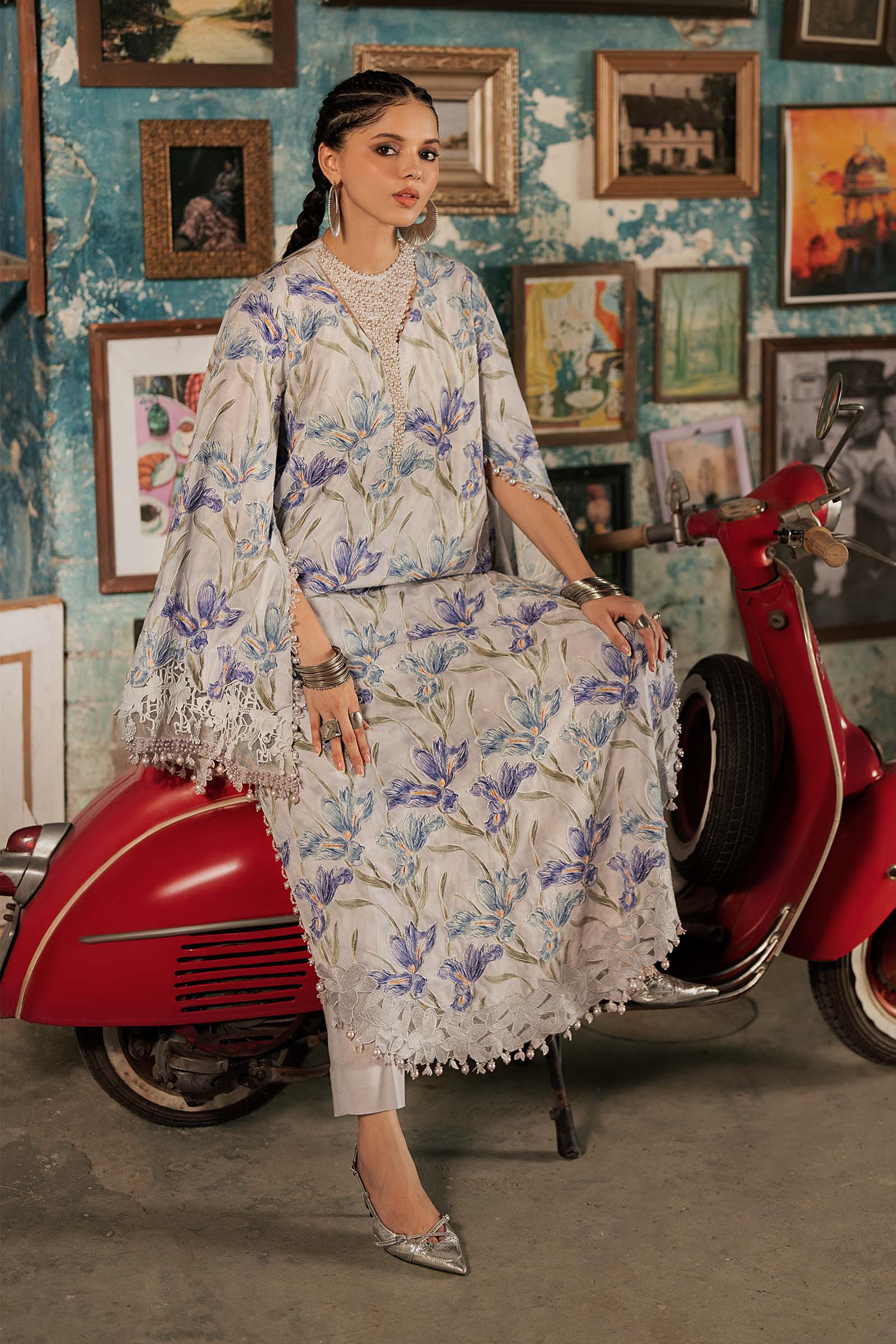 M Prints by Maria B Unstitched Embroidered Cambric Suit - MPT-3104-A