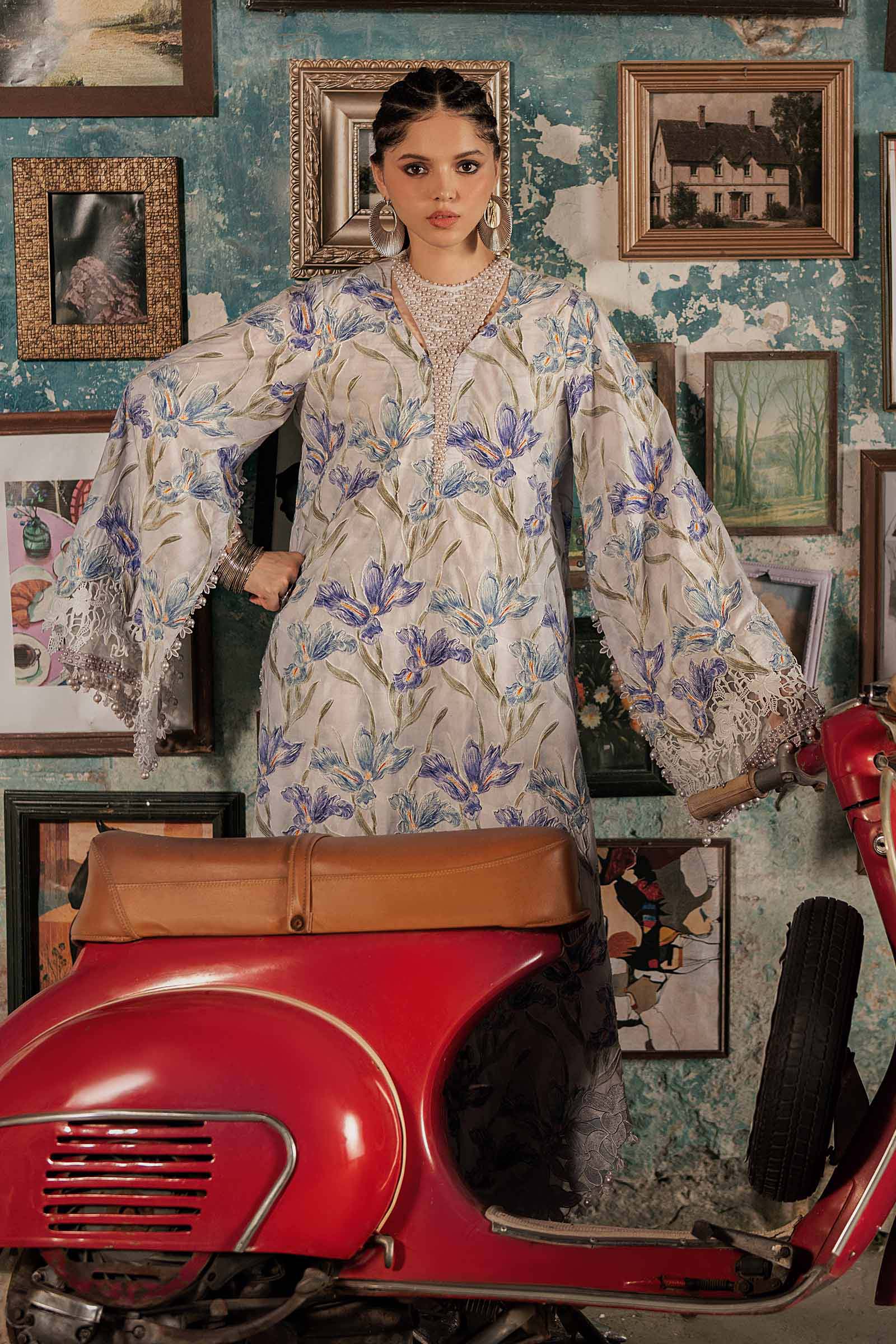 M Prints by Maria B Unstitched Embroidered Cambric Suit - MPT-3104-A