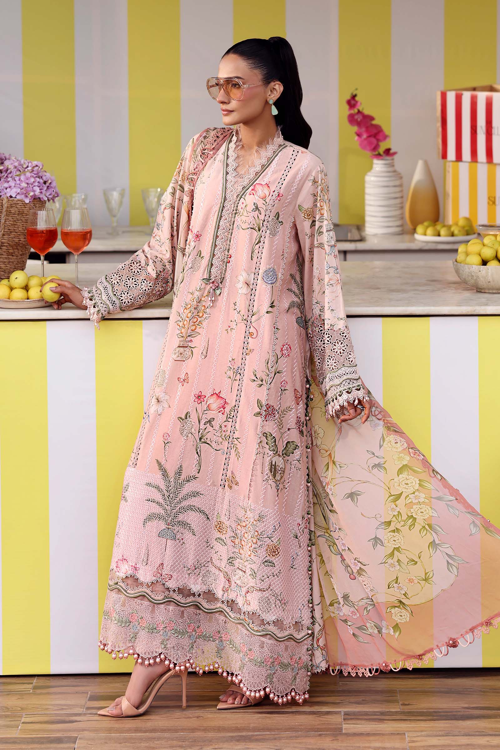 Maria.B M Prints - 3 Piece Unstitched Embroidered Lawn Suit - MPT-3004-A