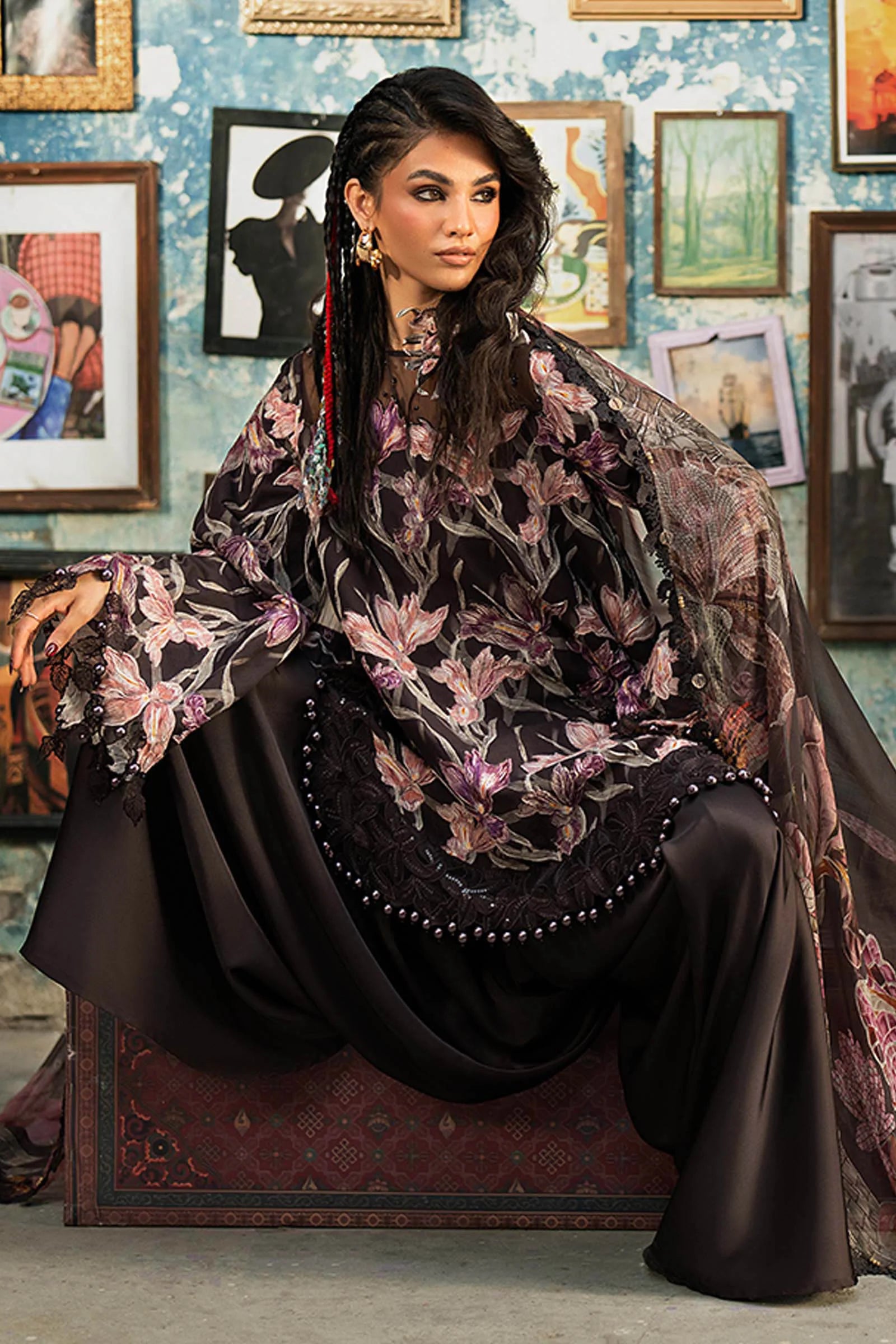 M Prints by Maria B Unstitched Embroidered Cambric Suit - MPT-3104-B