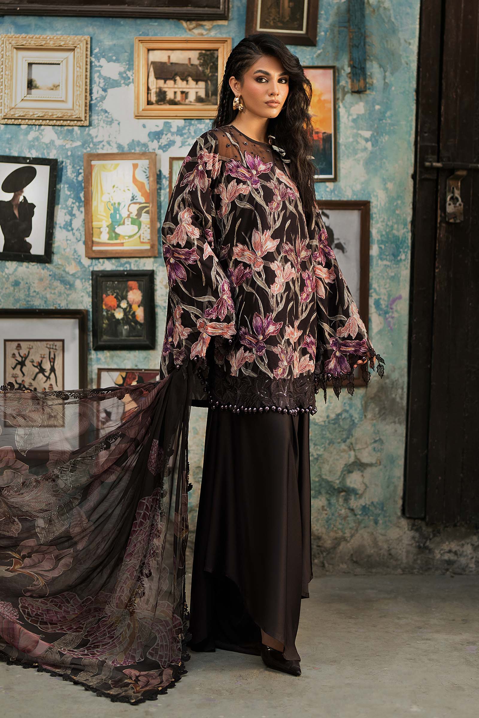 M Prints by Maria B Unstitched Embroidered Cambric Suit - MPT-3104-B