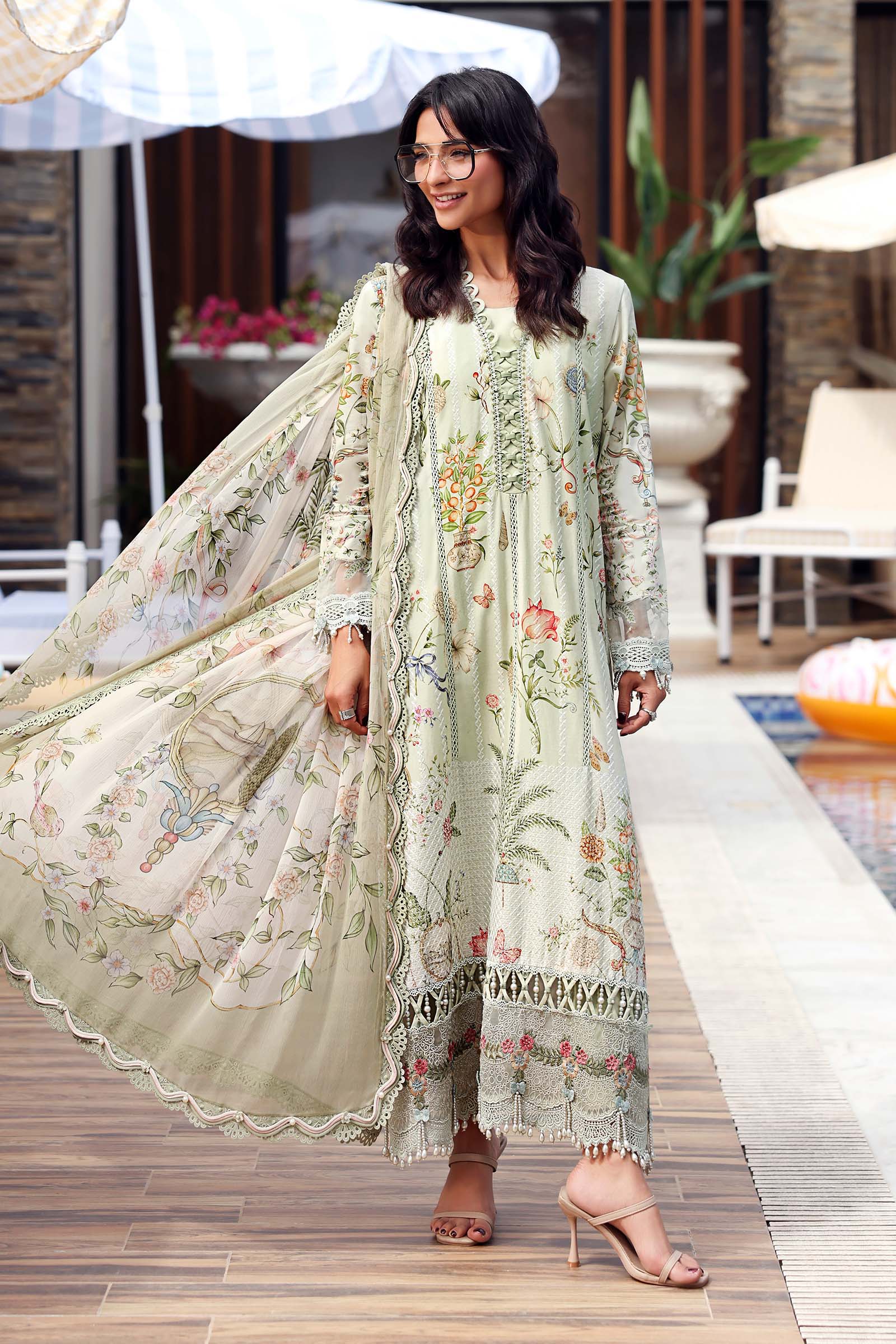 Maria.B M Prints - 3 Piece Unstitched Embroidered Lawn Suit - MPT-3004-B