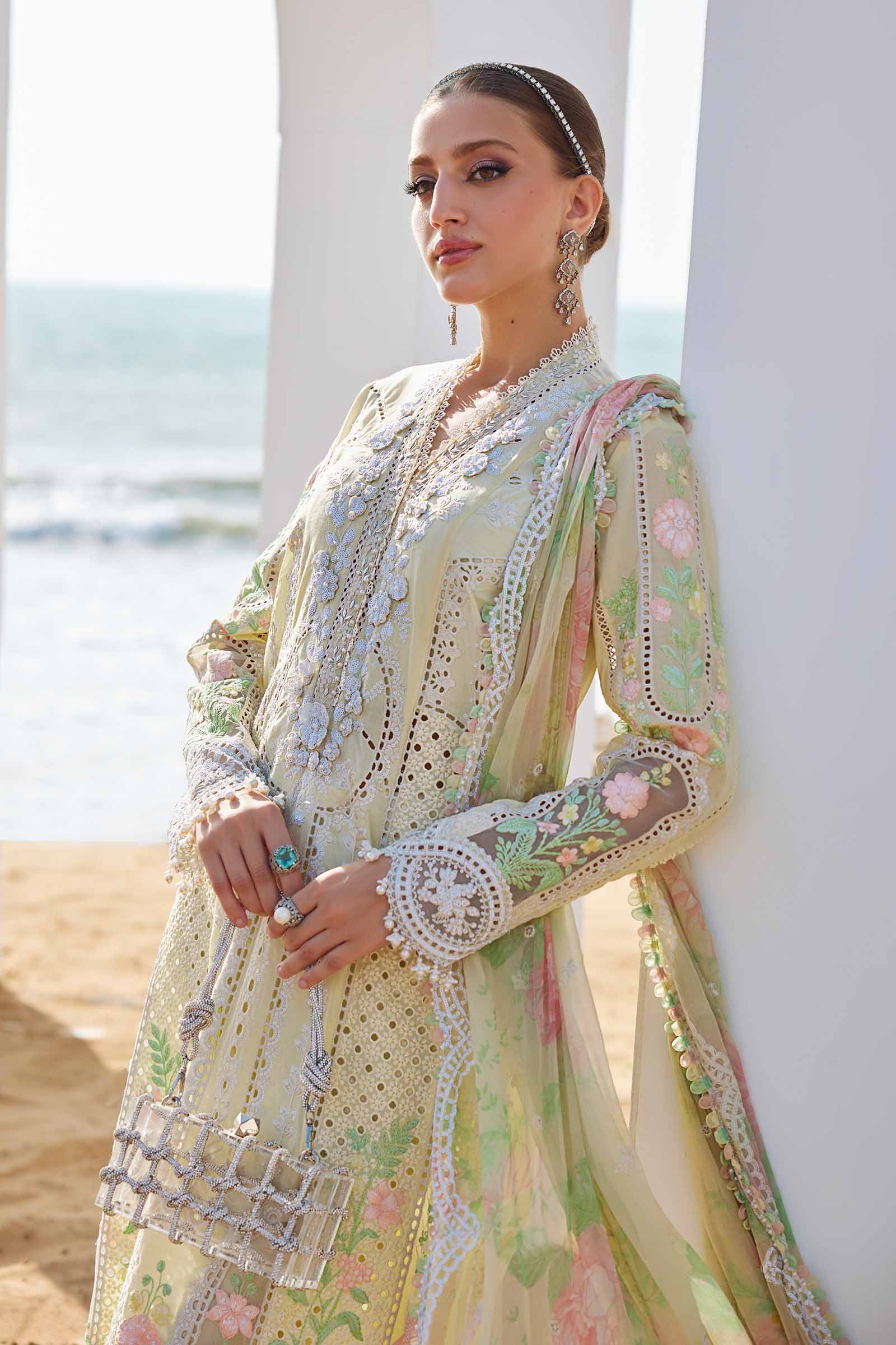 3 Piece Unstitched Embroidered Lawn Suit | EID LAWN-25-04 - MARIA.B