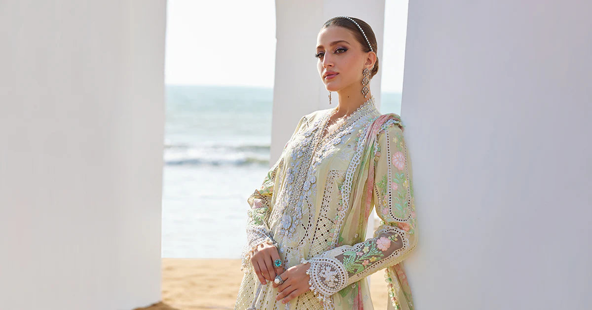 3 Piece Unstitched Embroidered Lawn Suit | EID LAWN-25-04 - MARIA.B