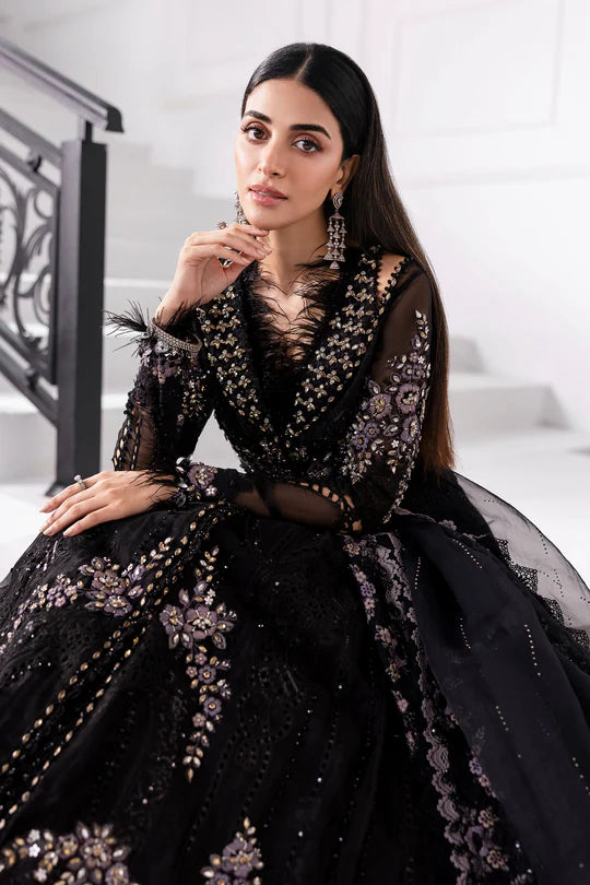 Maria B Mbroidered Wedding Edition (BD-3004) – Hand-Embellished Black Organza 3-Piece Suit