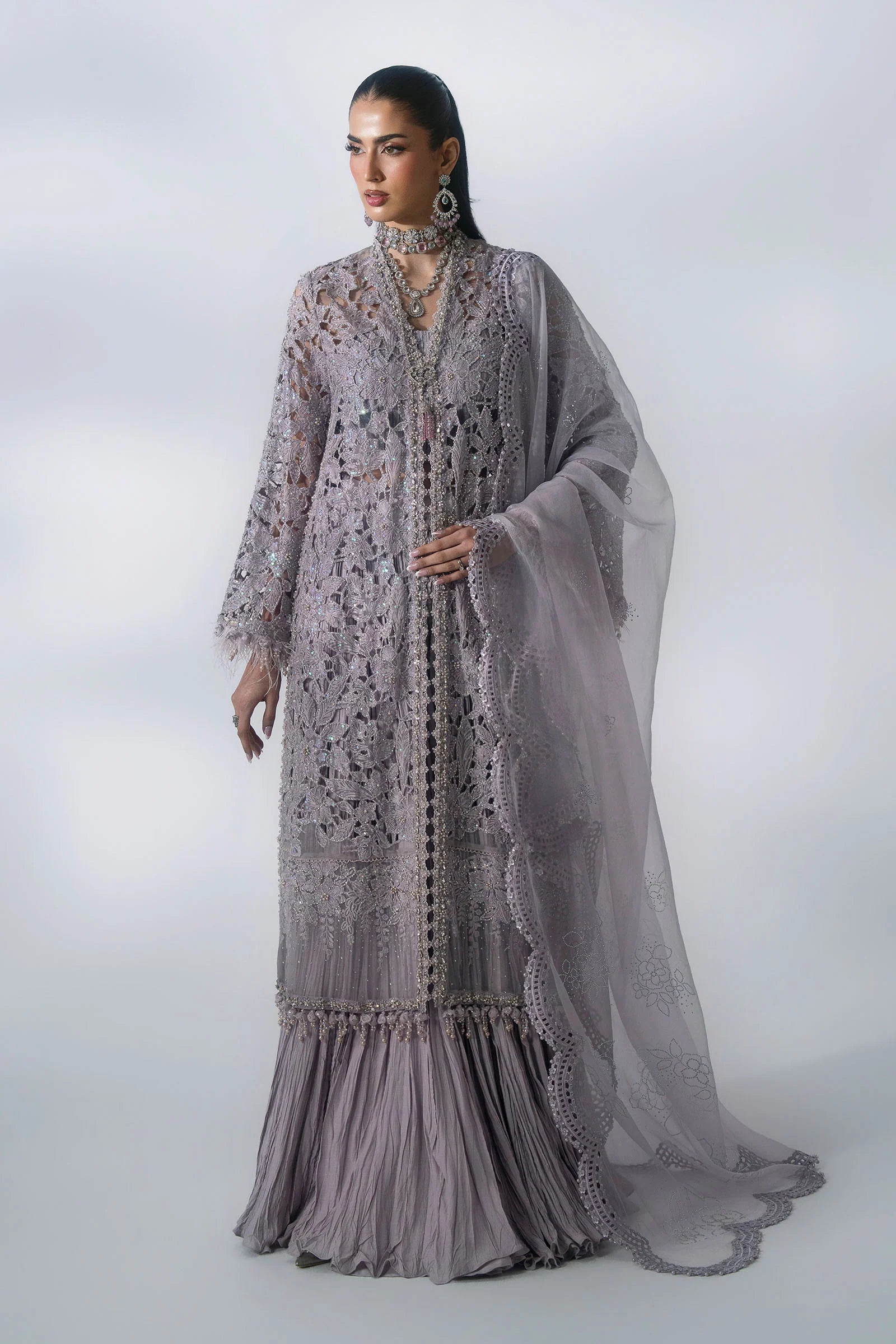 3 Piece Unstitched Embroidered Organza Suit MARIA B MBROIDERED | D-5