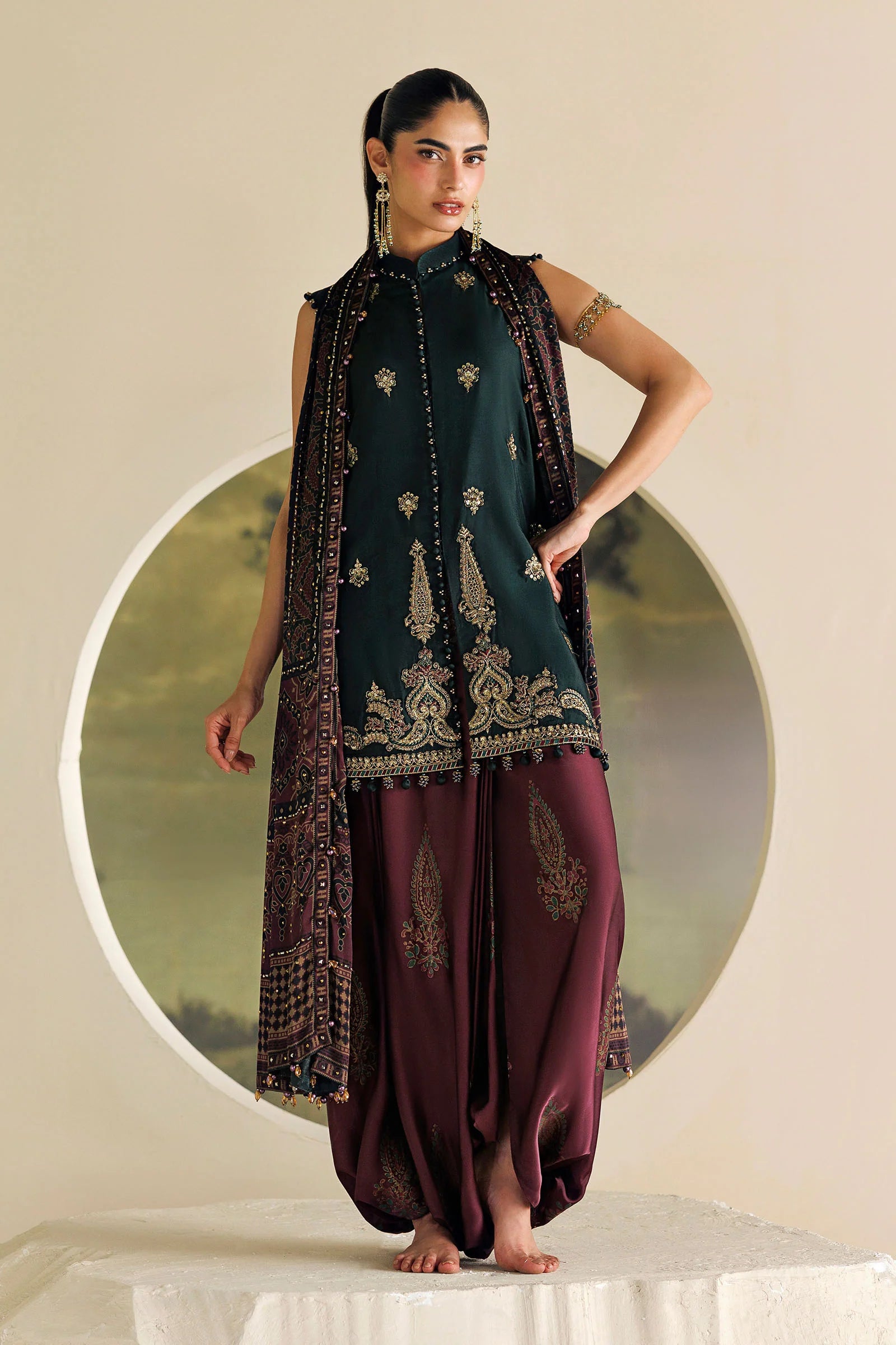 Soiree by Maria B Unstitched Embroidered Tusser Silk 3 Piece Suit | D5 - Festive Collection