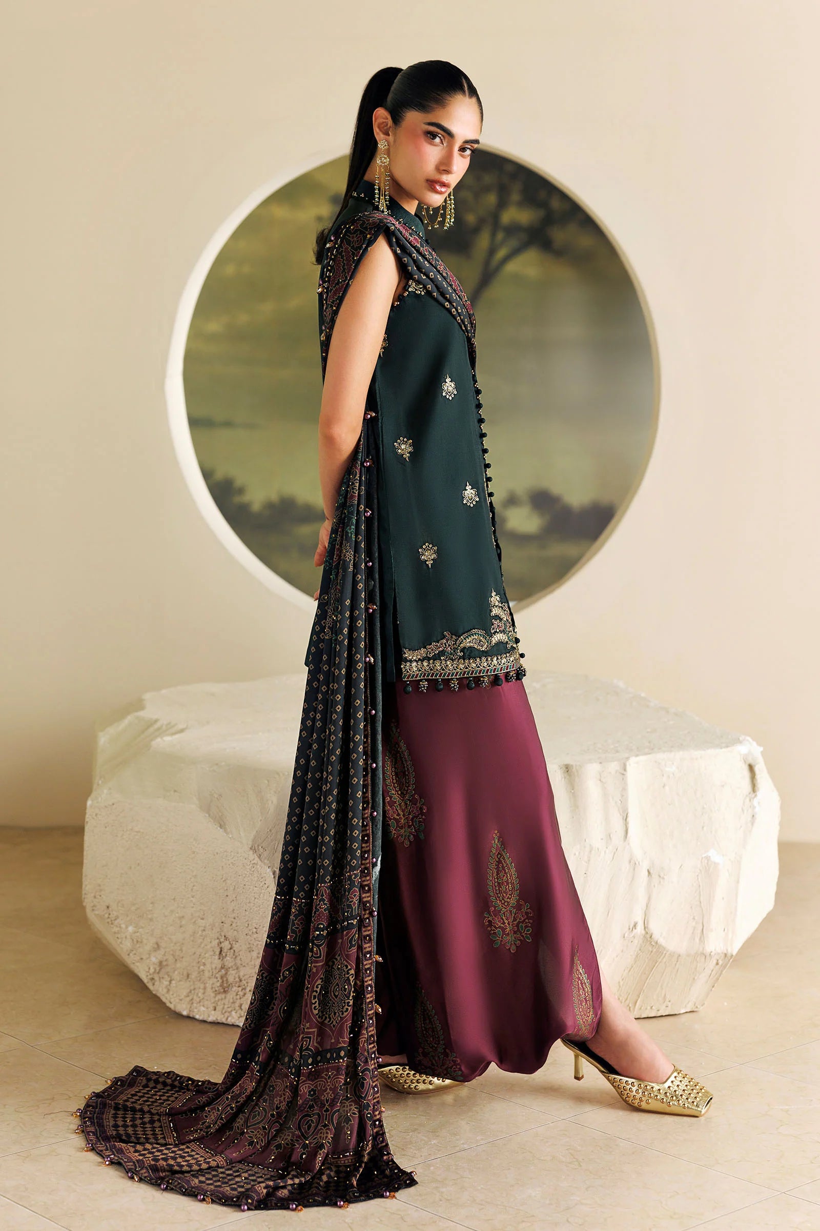 Soiree by Maria B Unstitched Embroidered Tusser Silk 3 Piece Suit | D5 - Festive Collection