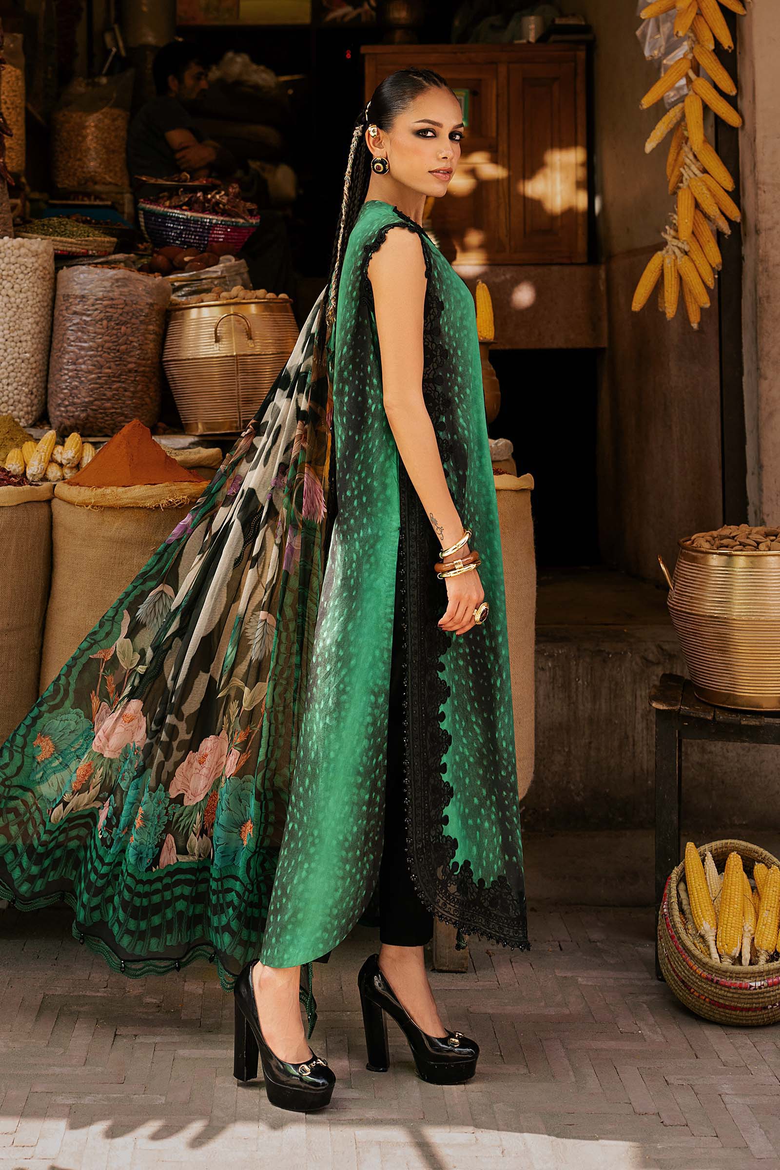 M Prints by Maria B Unstitched Embroidered Linen Suit - MPT-3105-A