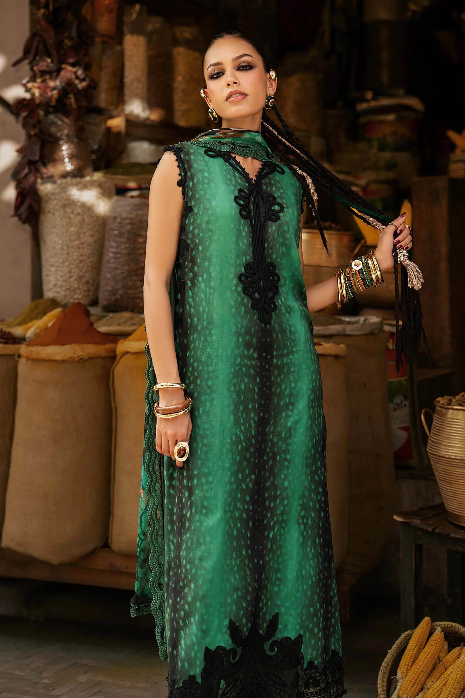 M Prints by Maria B Unstitched Embroidered Linen Suit - MPT-3105-A