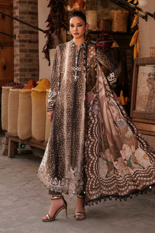 M Prints by Maria B Unstitched Embroidered Linen Suit - MPT-3105-B