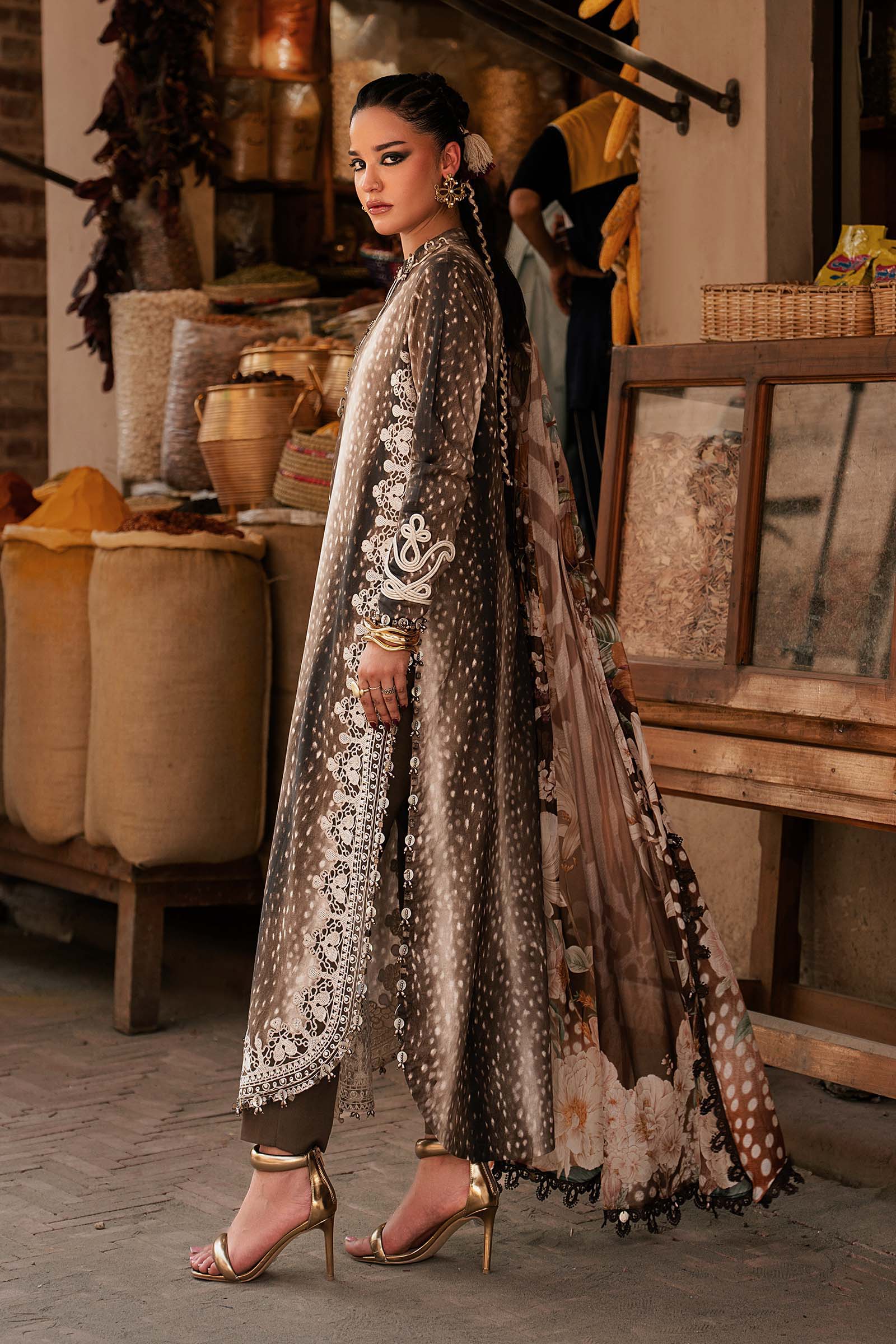 M Prints by Maria B Unstitched Embroidered Linen Suit - MPT-3105-B