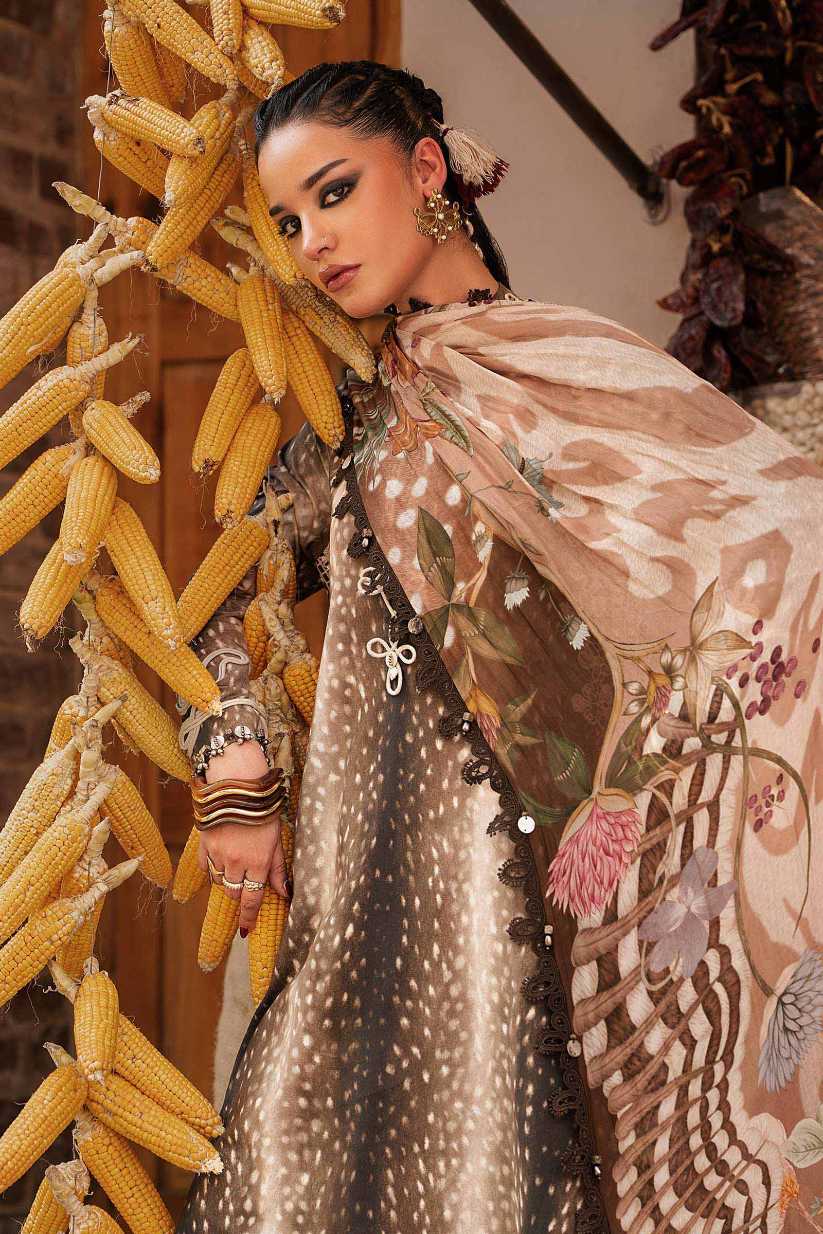 M Prints by Maria B Unstitched Embroidered Linen Suit - MPT-3105-B