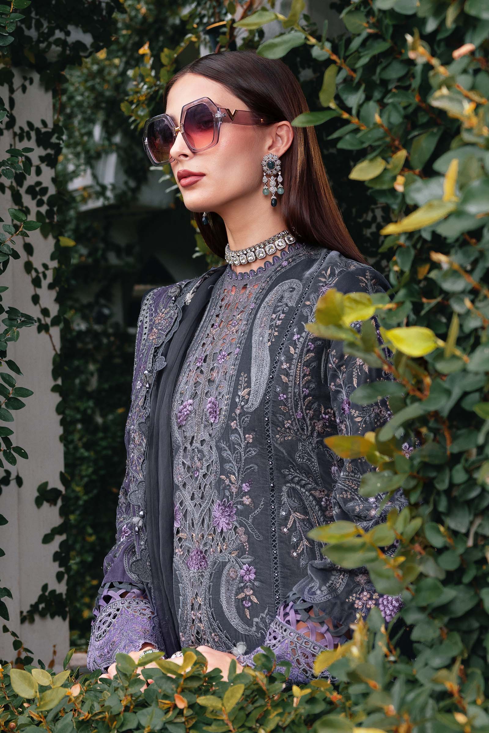 3 Piece Unstitched Embroidered Velvet Suit - MARIA.B