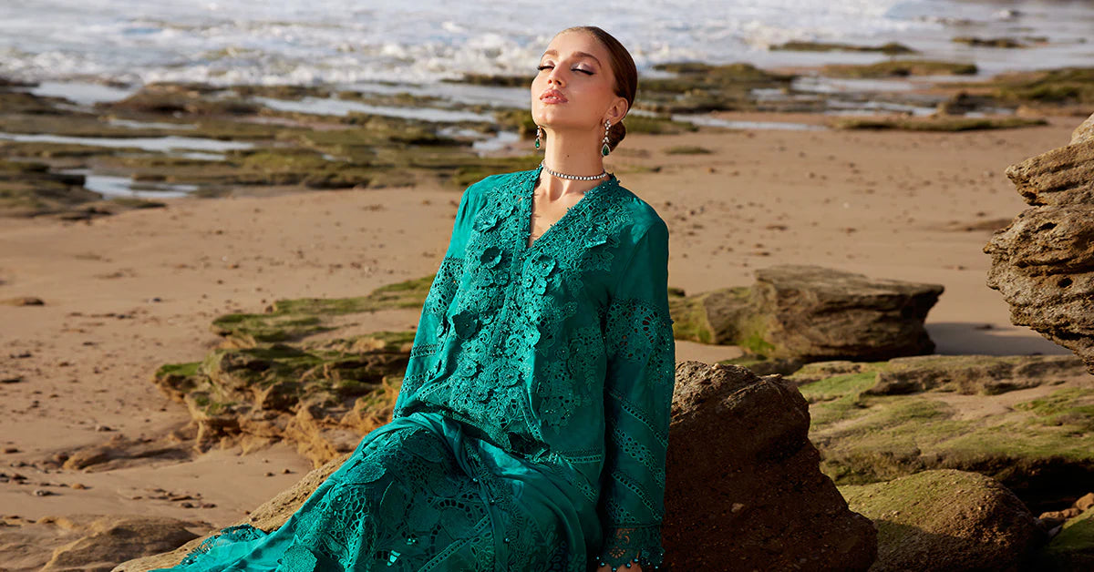 3 Piece Unstitched Embroidered Organza Lawn Suit | EID LAWN-25-05 - MARIA.B