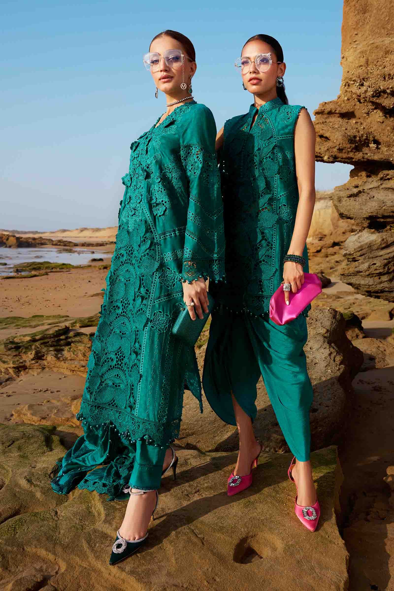 3 Piece Unstitched Embroidered Organza Lawn Suit | EID LAWN-25-05 - MARIA.B