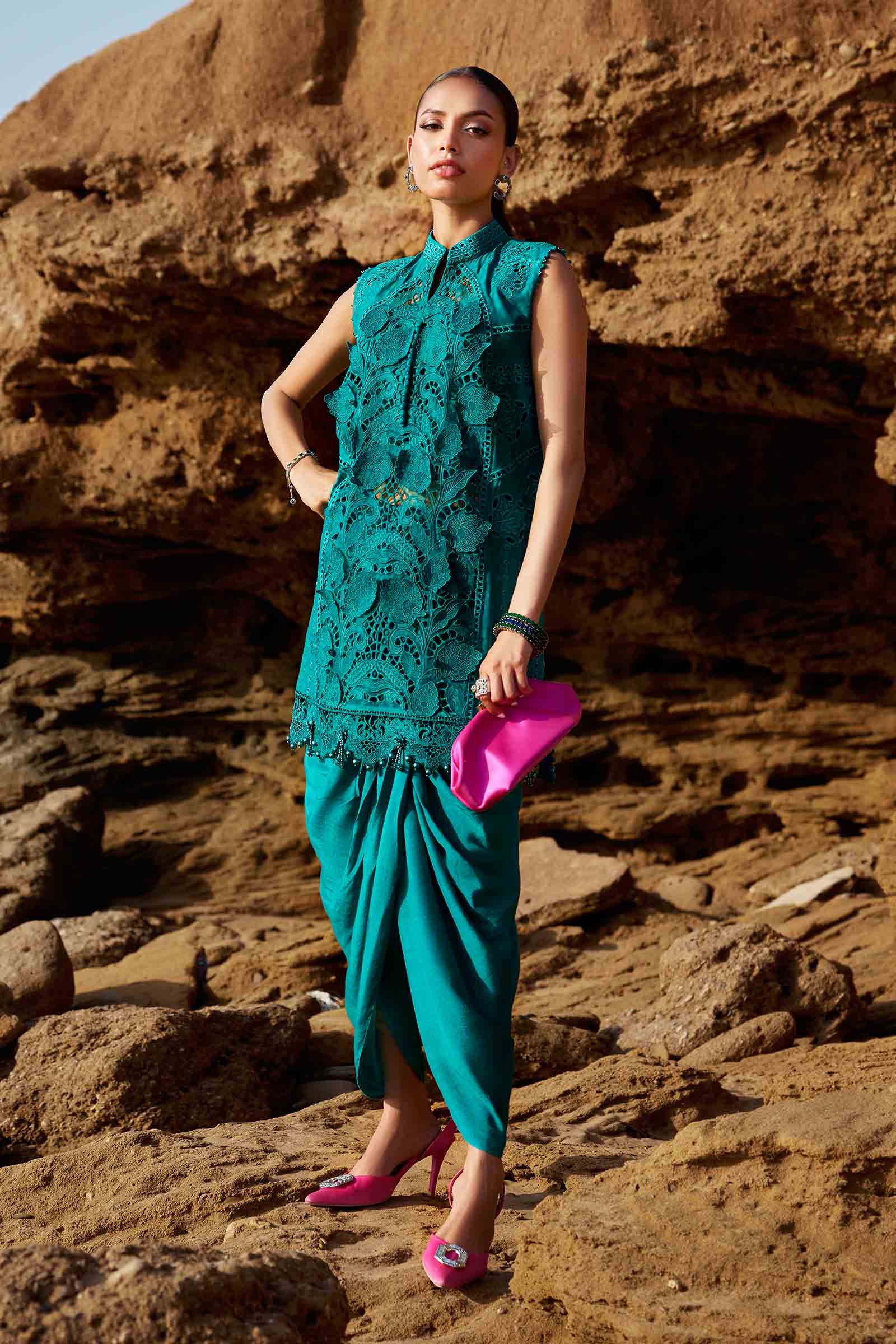 3 Piece Unstitched Embroidered Organza Lawn Suit | EID LAWN-25-05 - MARIA.B