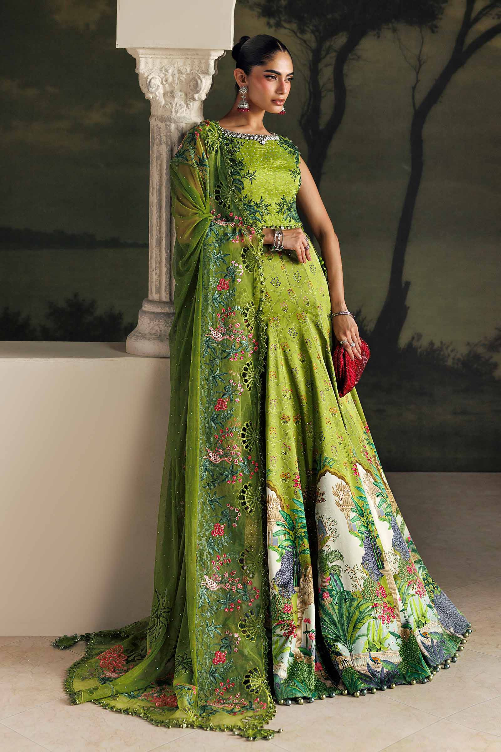 Soiree by Maria B Unstitched Embroidered Raw Silk 3 Piece Suit | D6 - Festive Collection