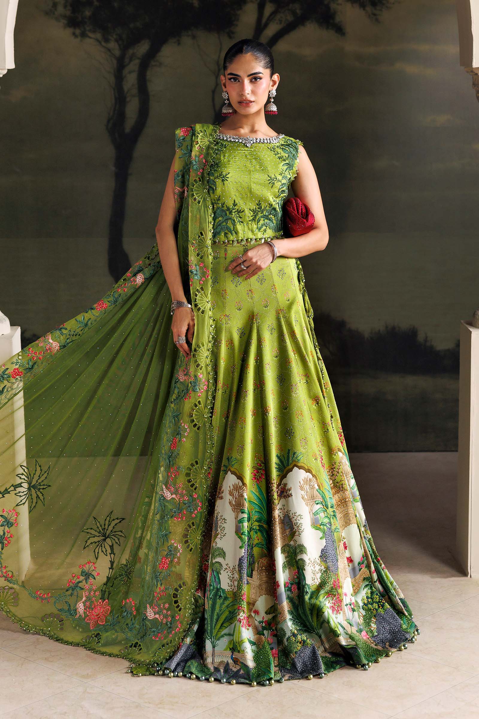 Soiree by Maria B Unstitched Embroidered Raw Silk 3 Piece Suit | D6 - Festive Collection