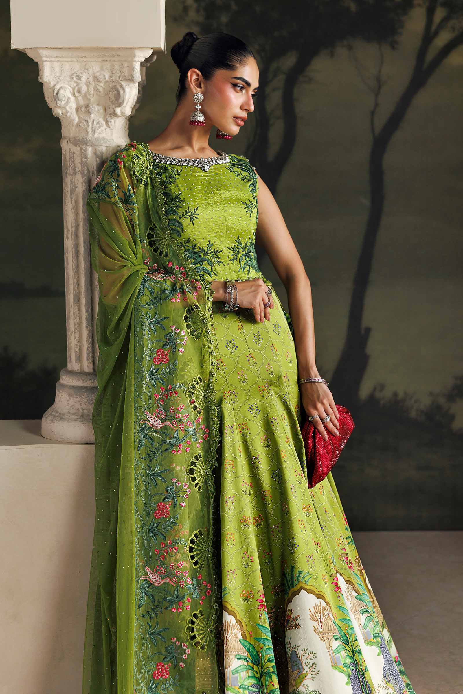 Soiree by Maria B Unstitched Embroidered Raw Silk 3 Piece Suit | D6 - Festive Collection