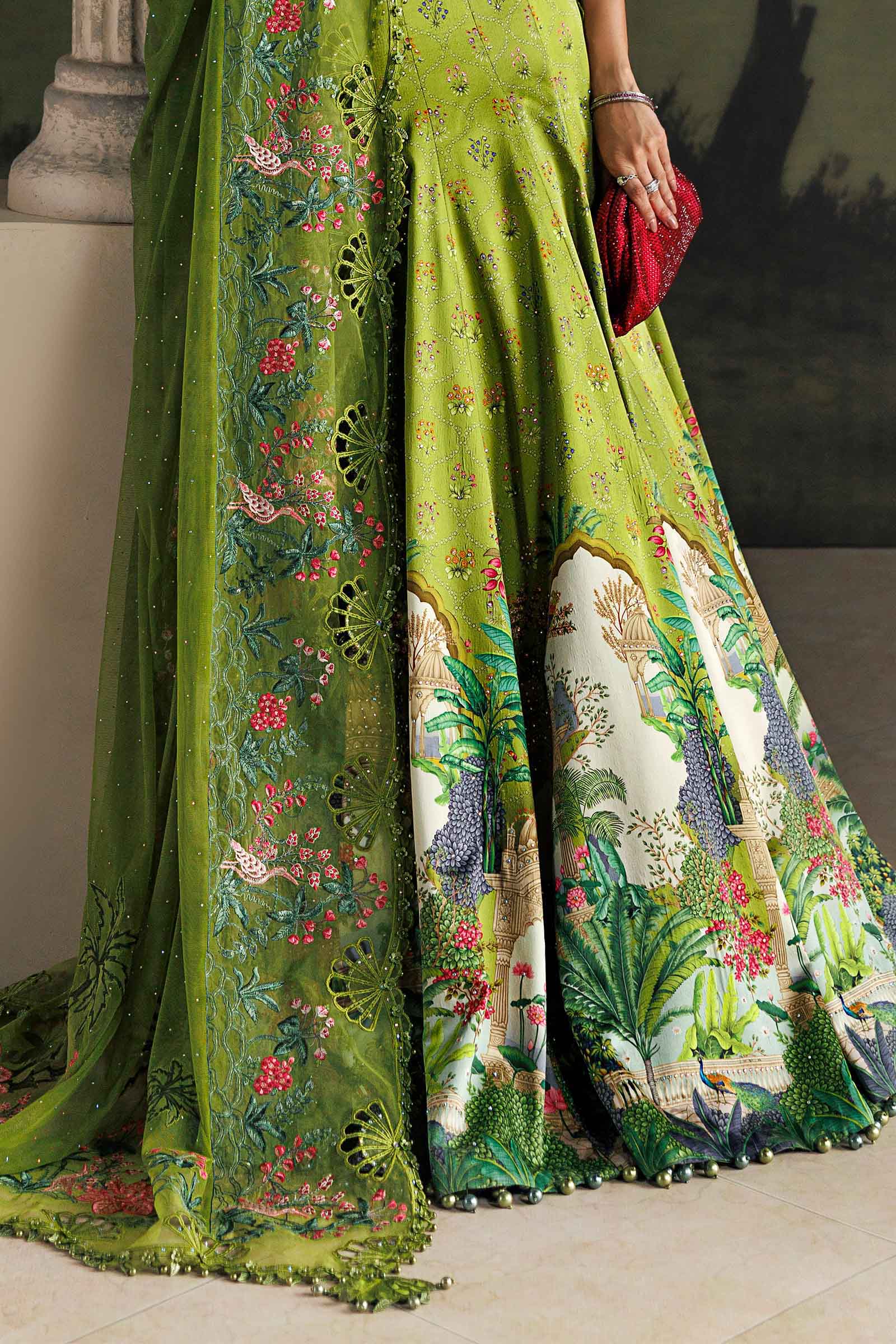 Soiree by Maria B Unstitched Embroidered Raw Silk 3 Piece Suit | D6 - Festive Collection