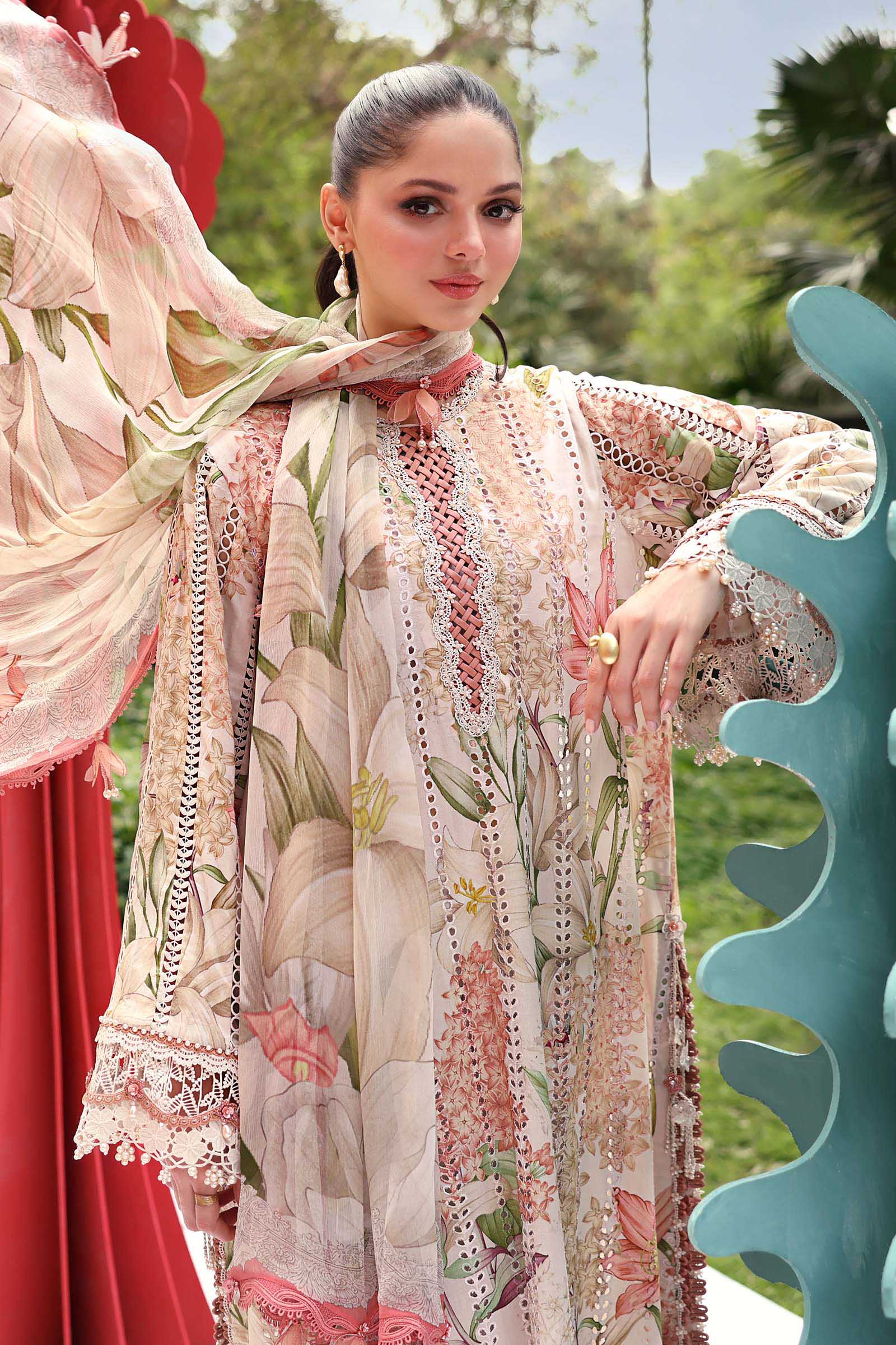 Maria.B M Prints - 3 Piece Unstitched Embroidered Lawn Suit - MPT-3006-A