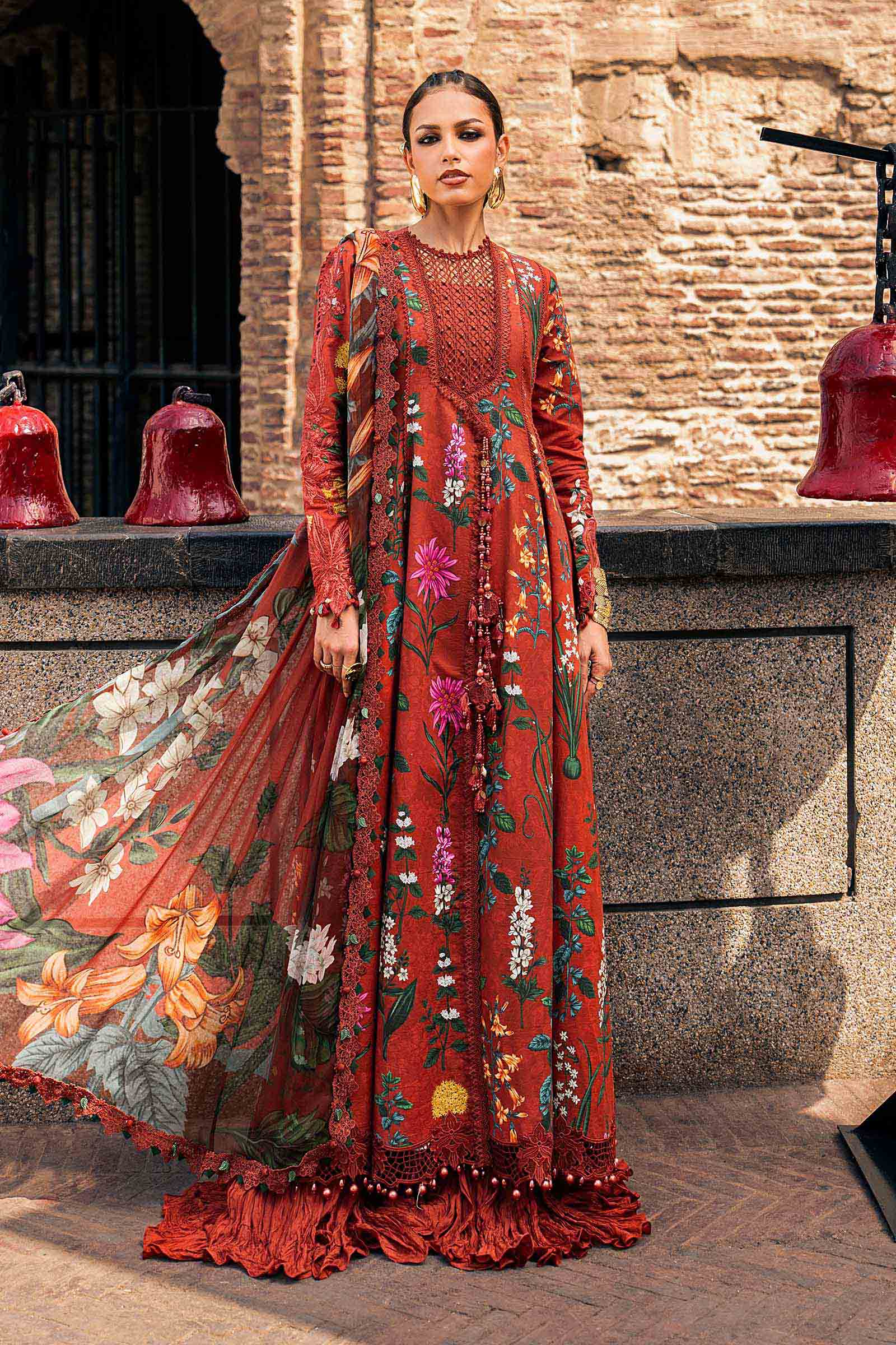 M Prints by Maria B Unstitched Embroidered Cambric Suit - MPT-3106-B