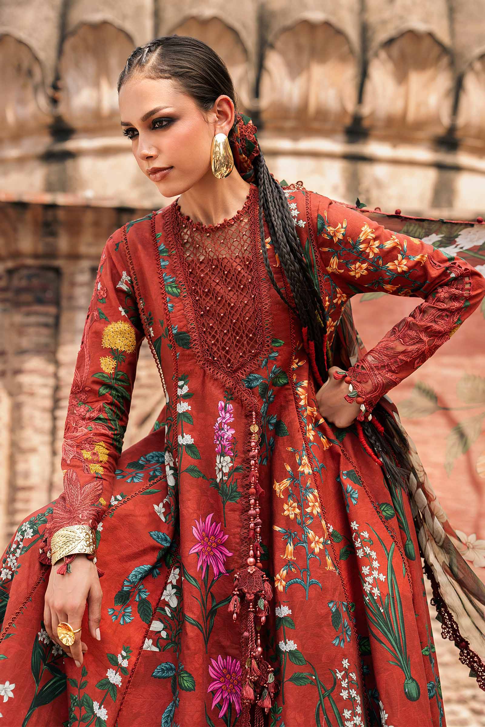 M Prints by Maria B Unstitched Embroidered Cambric Suit - MPT-3106-B