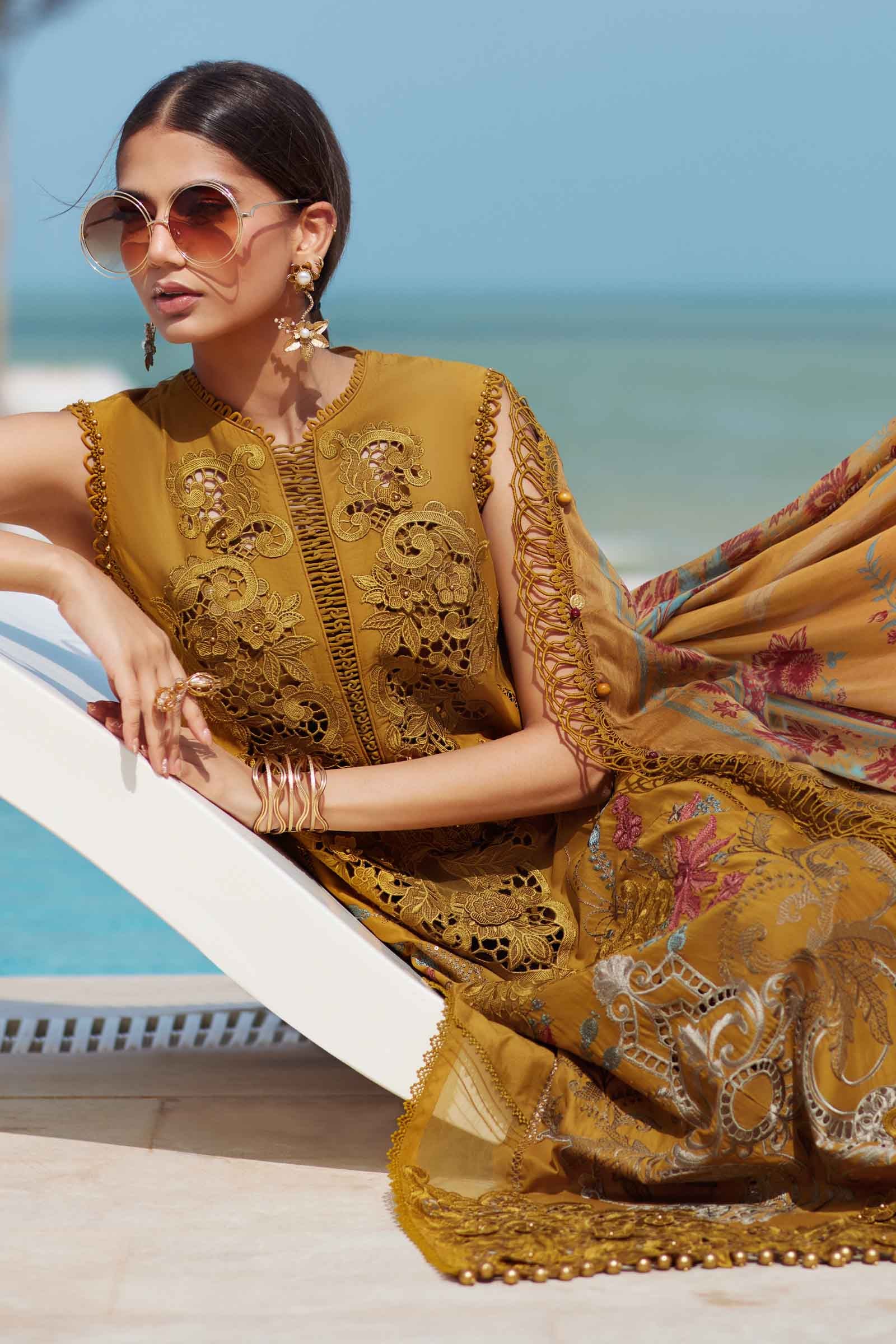 3 Piece Unstitched Embroidered Lawn Suit | EID LAWN-25-06 - MARIA.B