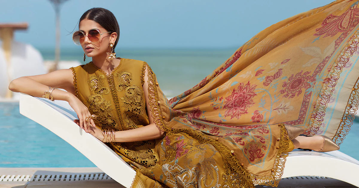 3 Piece Unstitched Embroidered Lawn Suit | EID LAWN-25-06 - MARIA.B