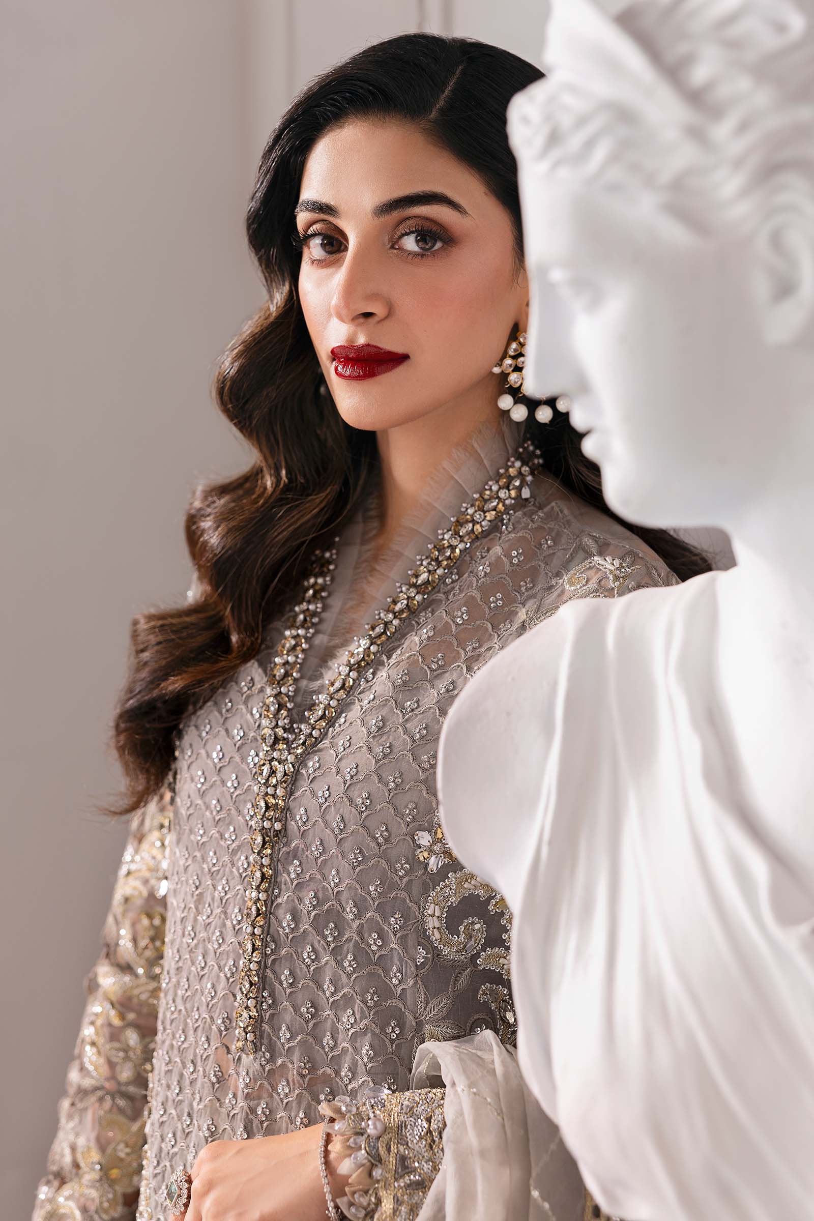 3 Piece Unstitched Embroidered Organza Suit | BD-3006 - MARIA.B
