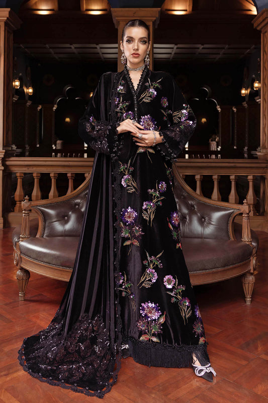 3 Piece Unstitched Embroidered Velvet Suit - MARIA.B