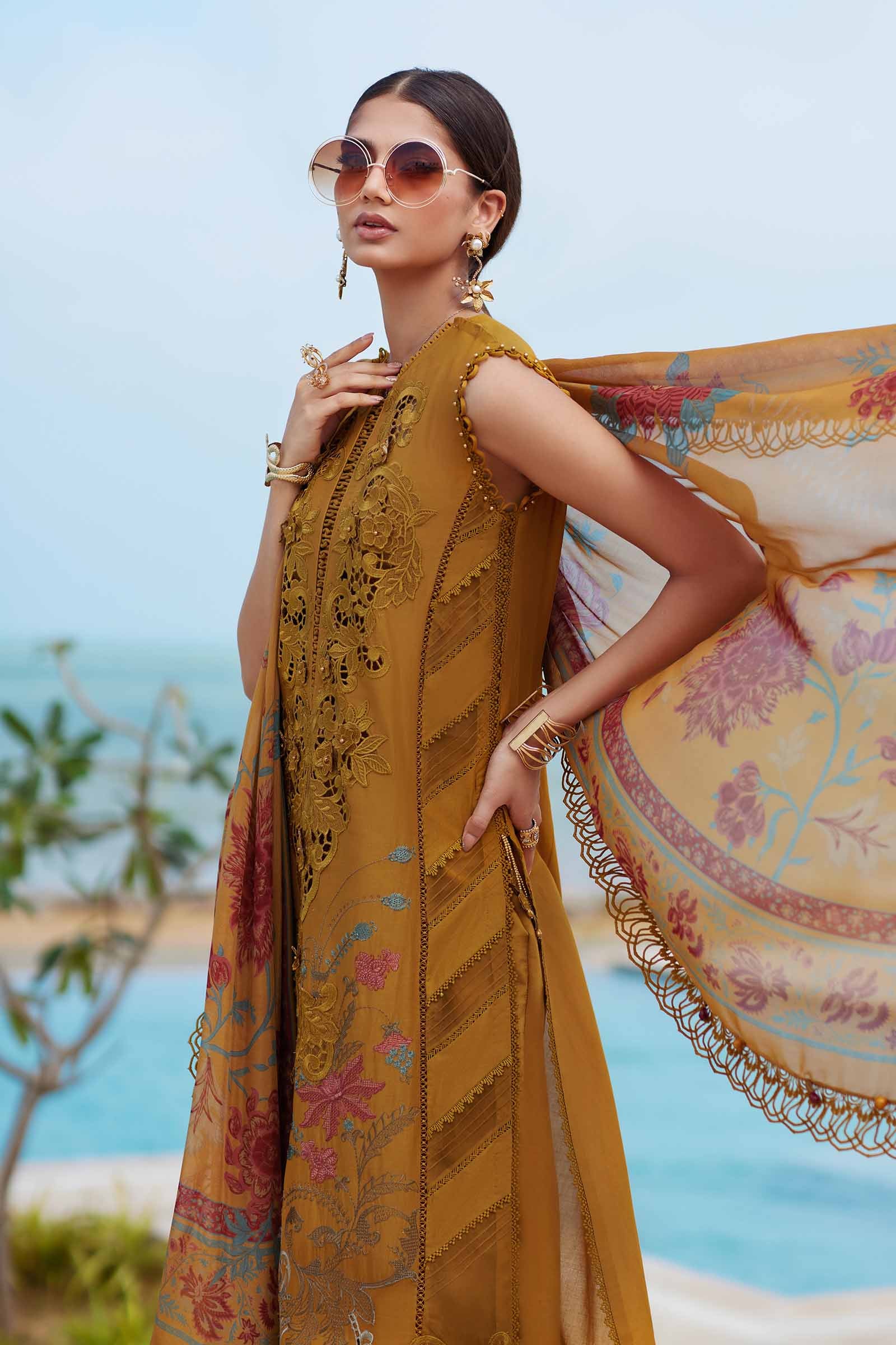 3 Piece Unstitched Embroidered Lawn Suit | EID LAWN-25-06 - MARIA.B