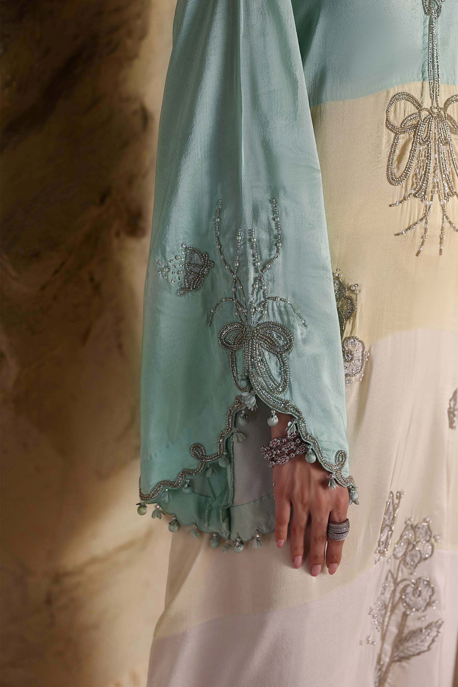 Soiree by Maria B Unstitched Embroidered Raw Silk 3 Piece Suit | D7 - Festive Collection