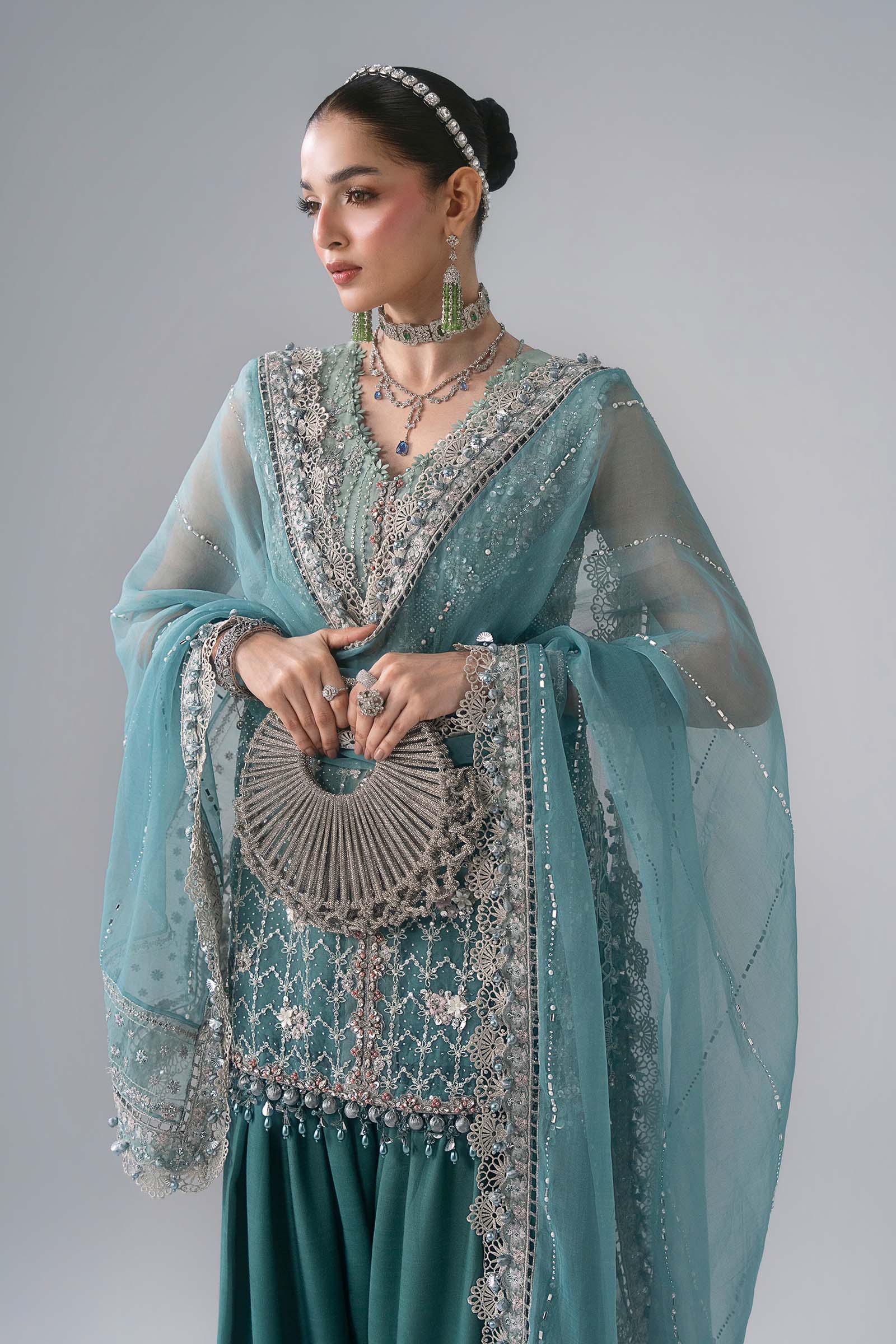 3 Piece Unstitched Embroidered Organza Suit MARIA B MBROIDERED | D-7