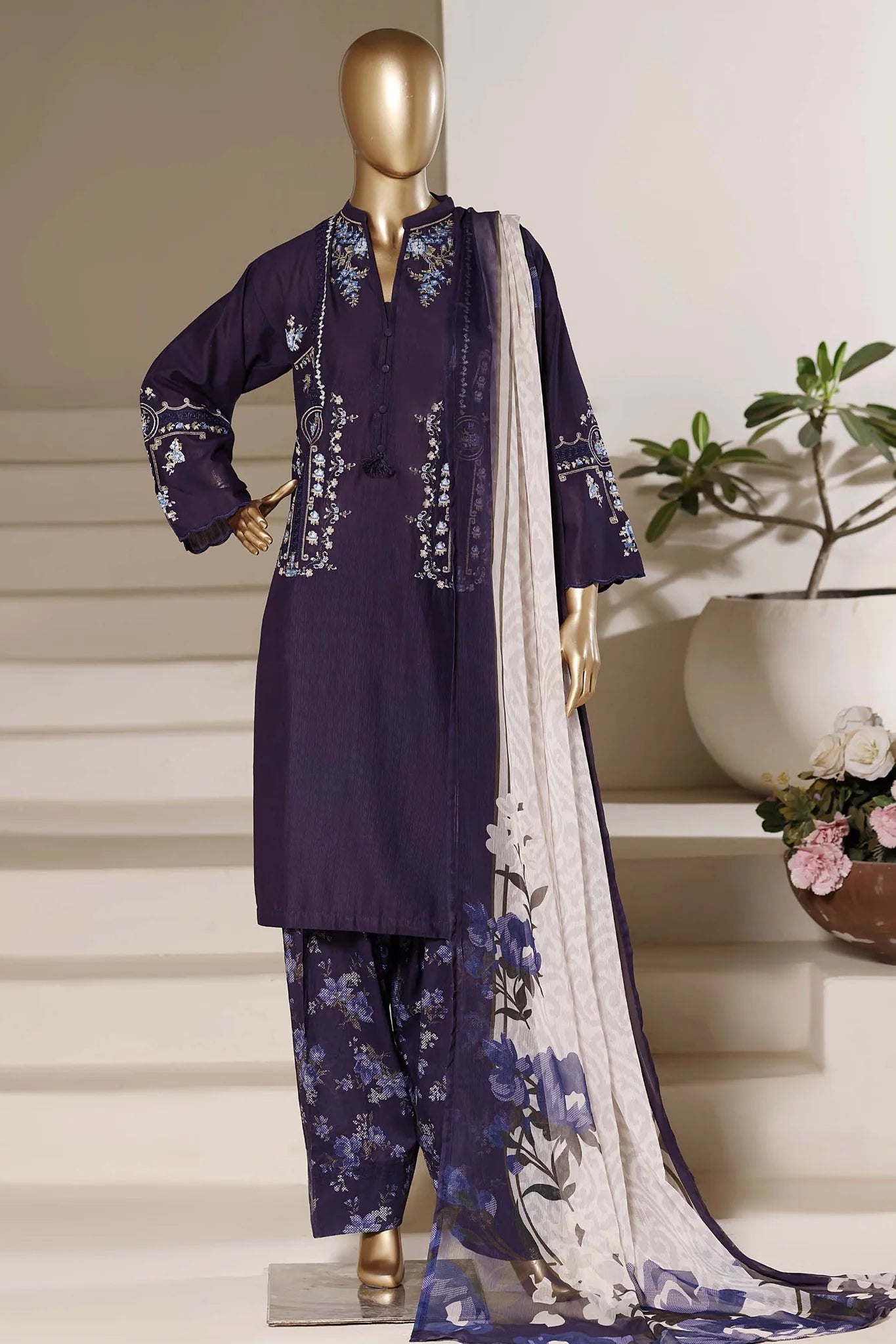 Eclair By Sada Bahar Stitched 3 Piece Emb Lawn Vol-02 Suit-D-792-BLUE