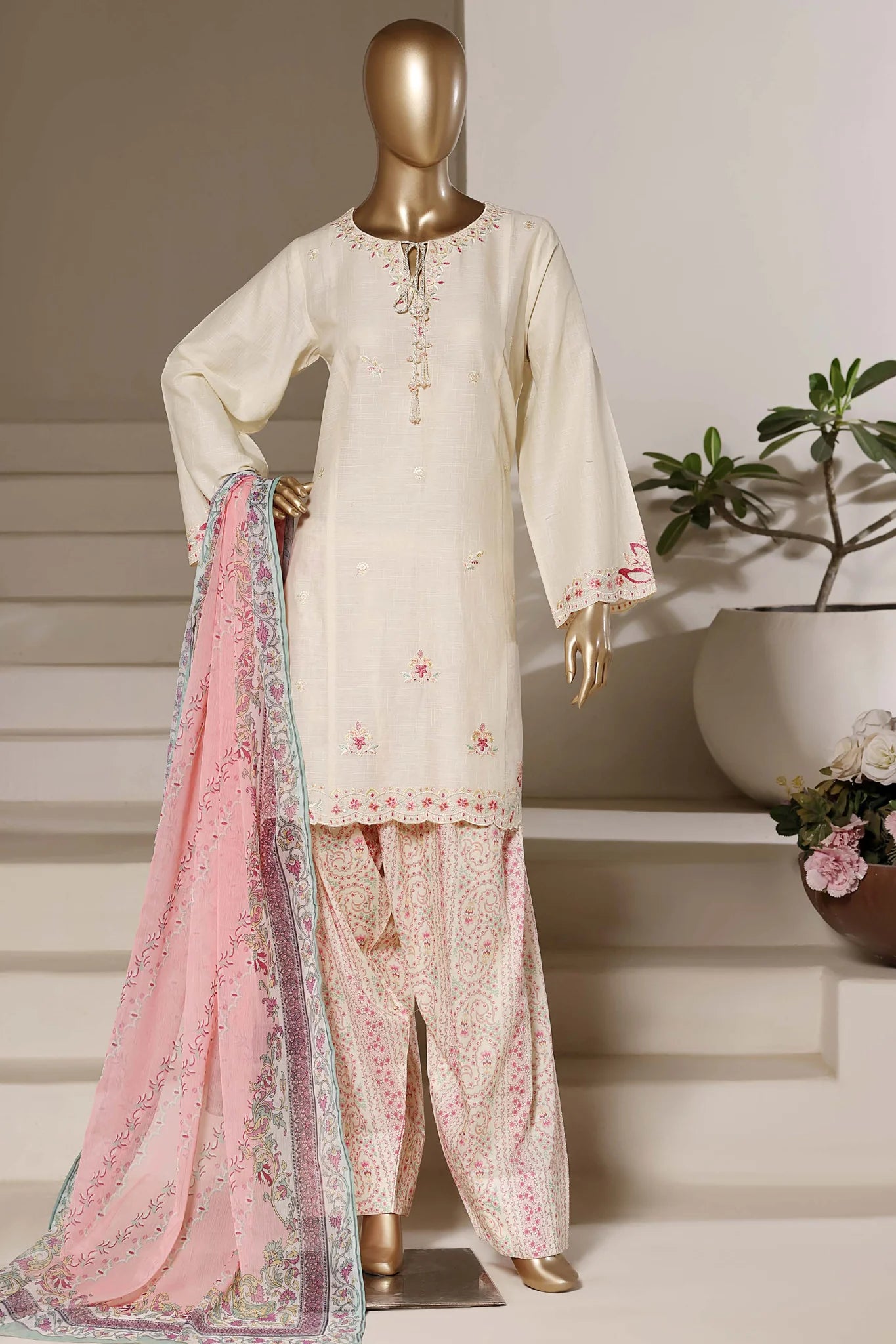 Eclair By Sada Bahar Stitched 3 Piece Emb Lawn Vol-02 Suit-D-797-CREAM