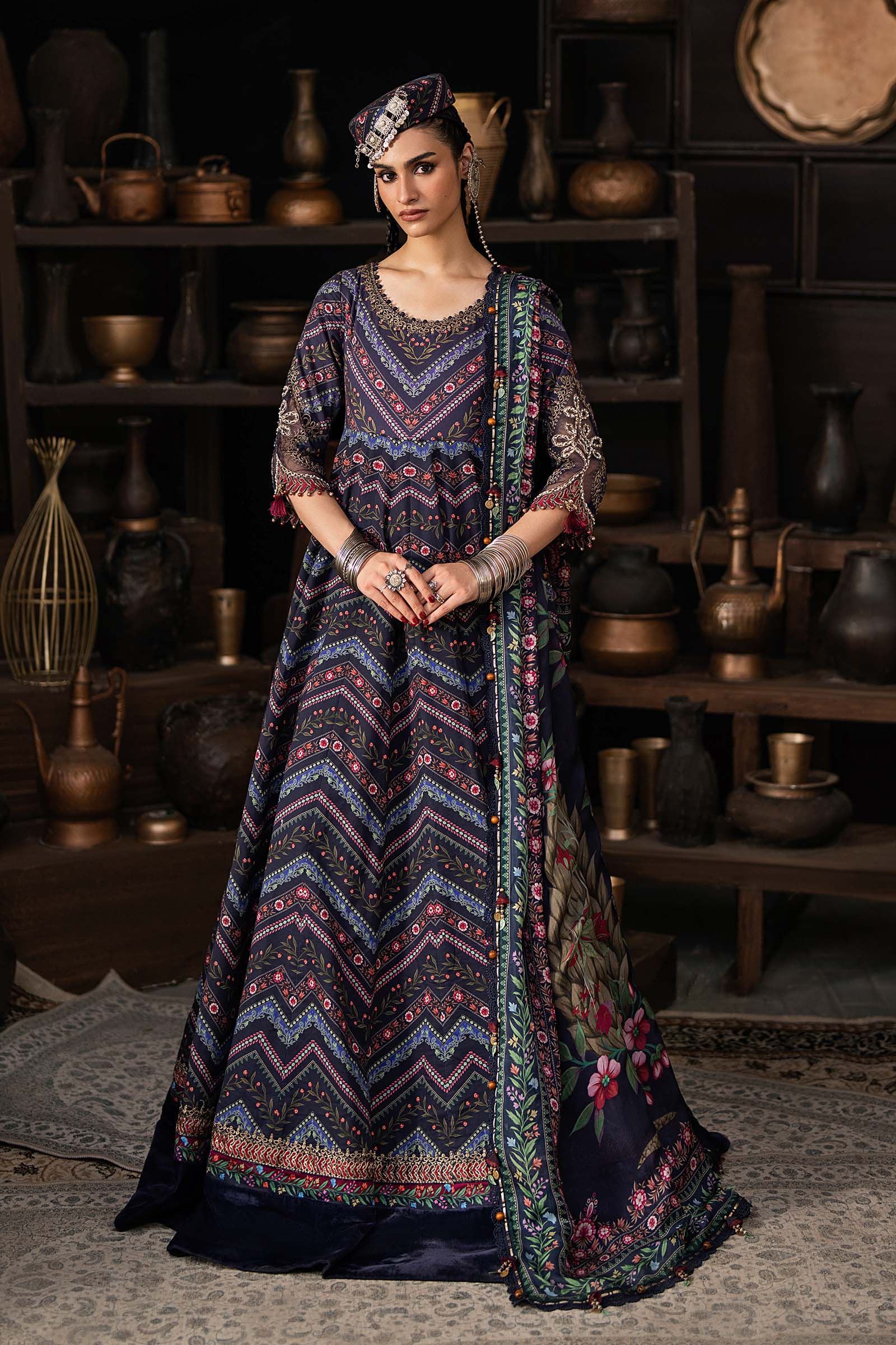M Prints by Maria B Unstitched Embroidered Cambric Suit - MPT-3107-B