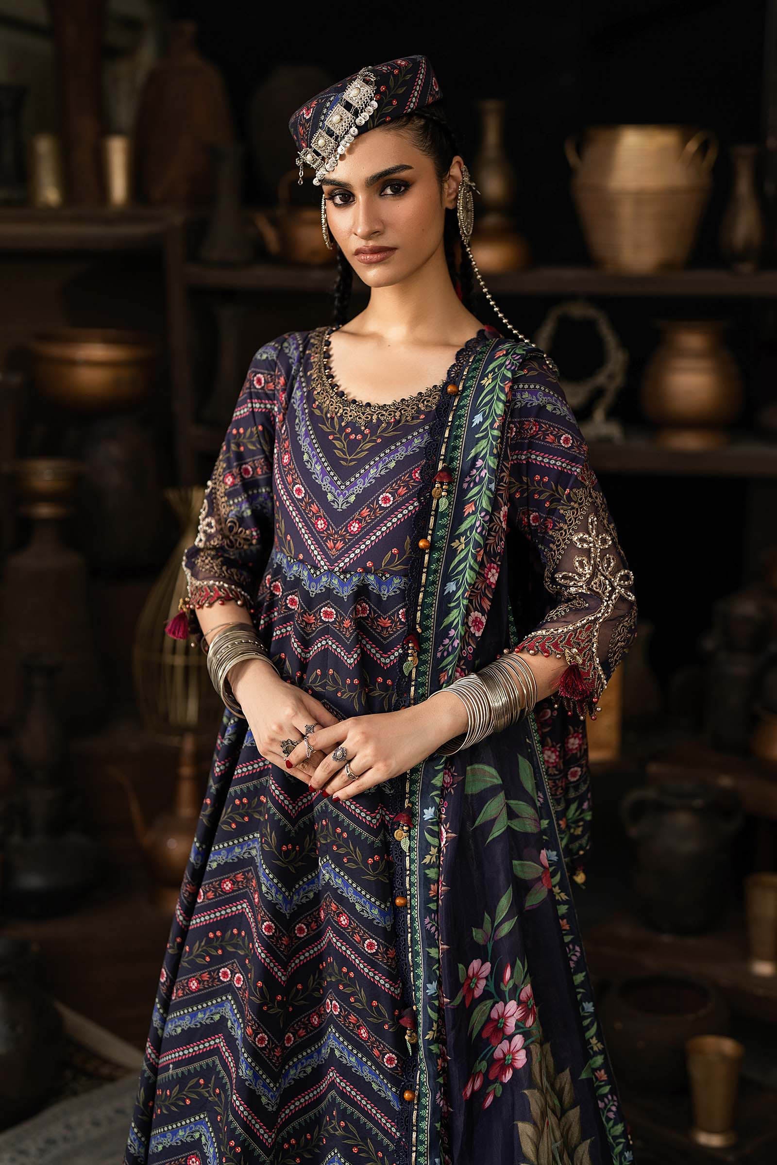 M Prints by Maria B Unstitched Embroidered Cambric Suit - MPT-3107-B