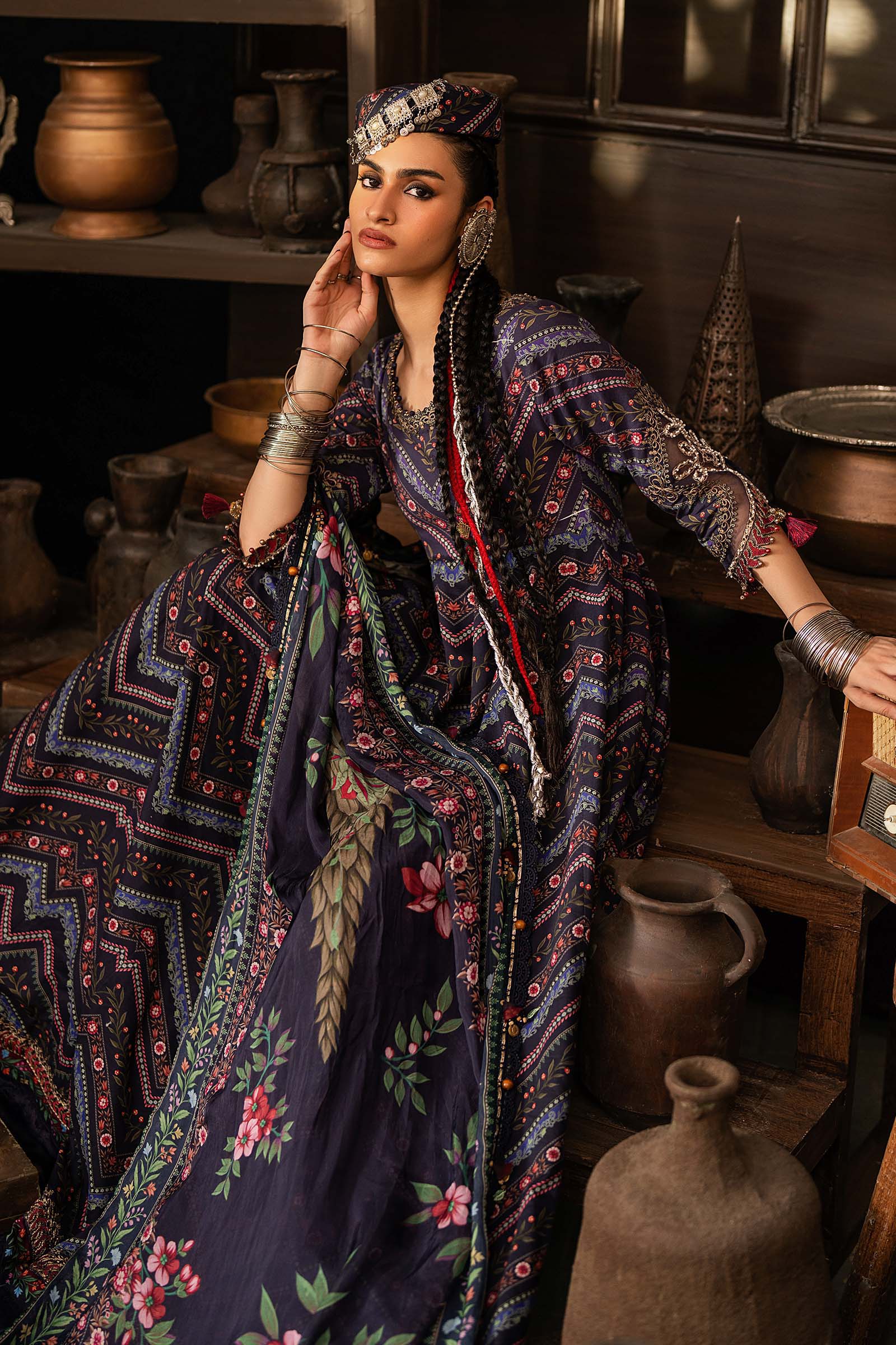 M Prints by Maria B Unstitched Embroidered Cambric Suit - MPT-3107-B