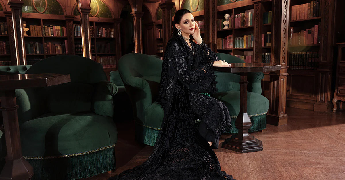 3 Piece Unstitched Embroidered Linen Suit - MARIA.B