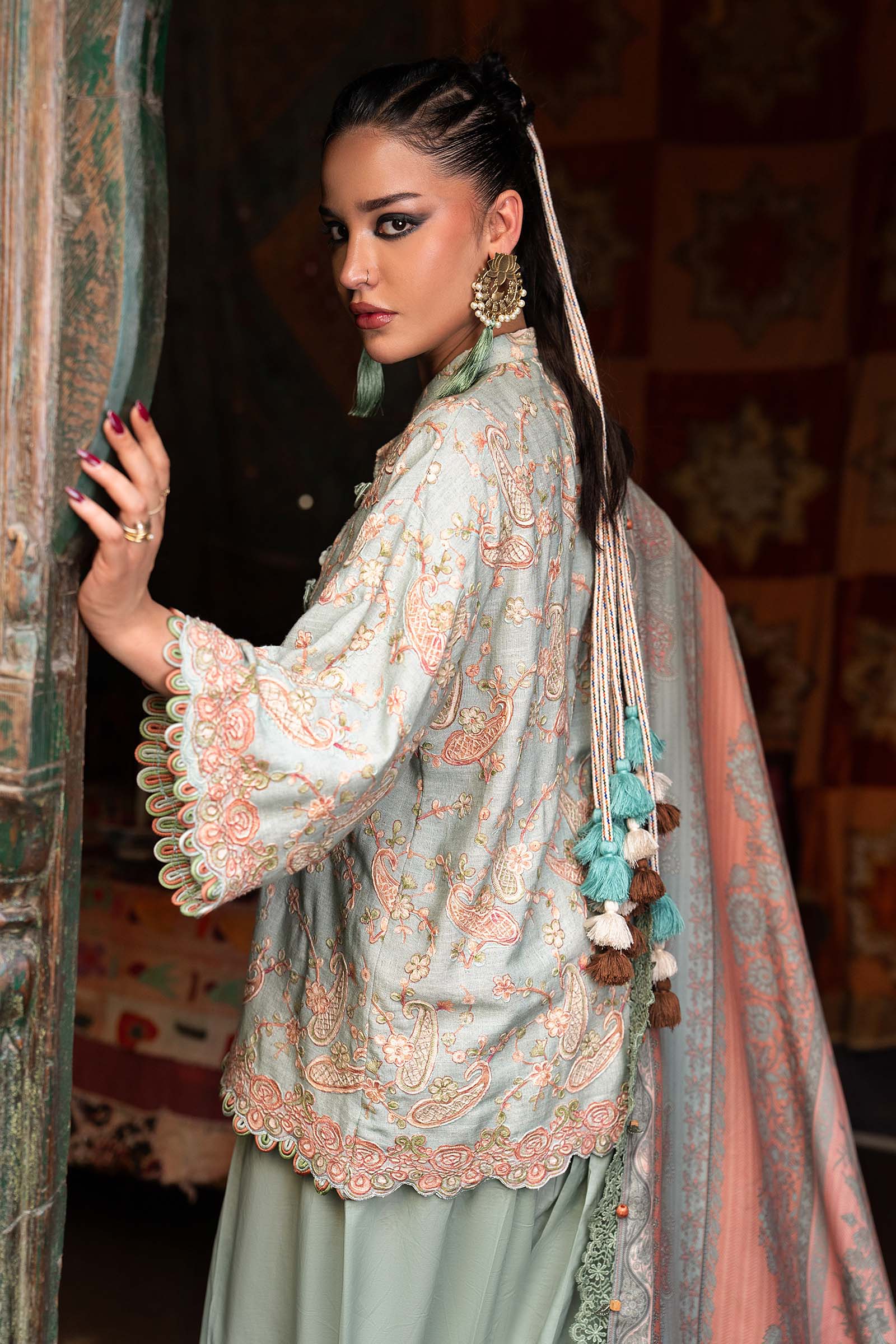 M Prints by Maria B Unstitched Embroidered Irish Linen Suit - MPT-3108-B