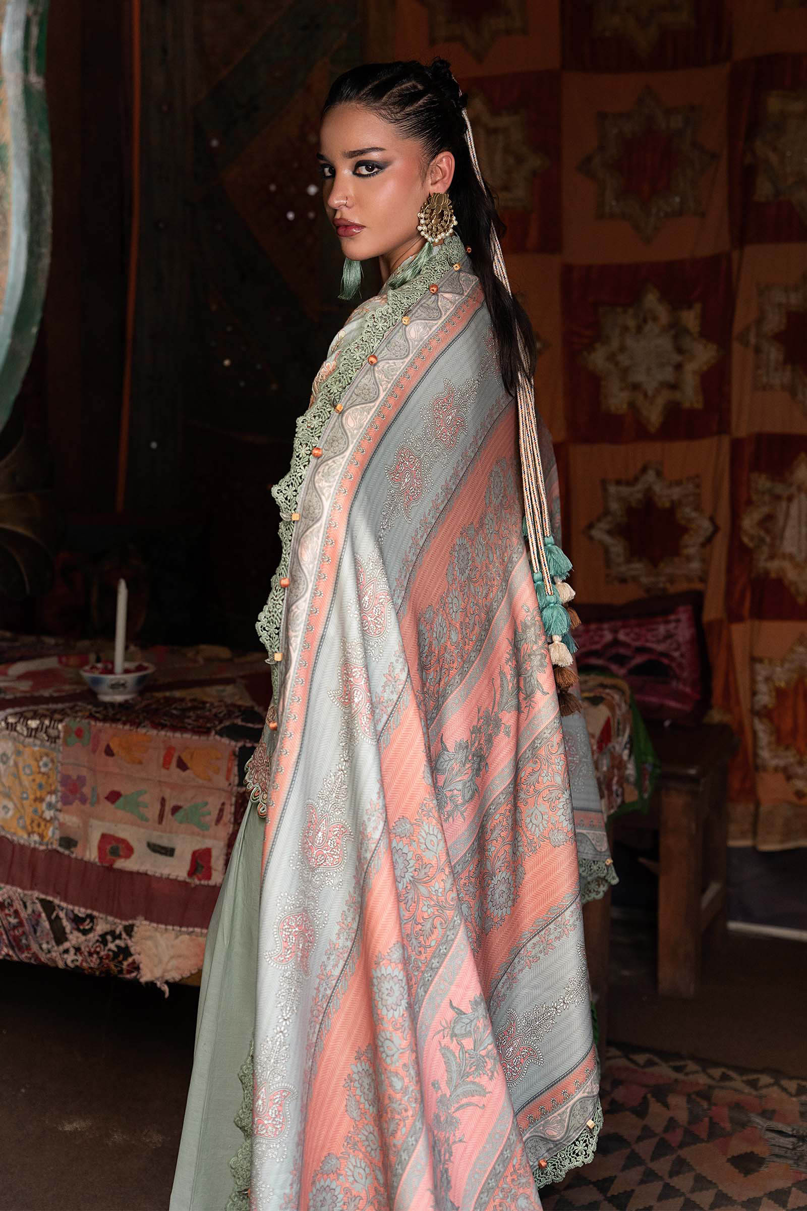 M Prints by Maria B Unstitched Embroidered Irish Linen Suit - MPT-3108-B
