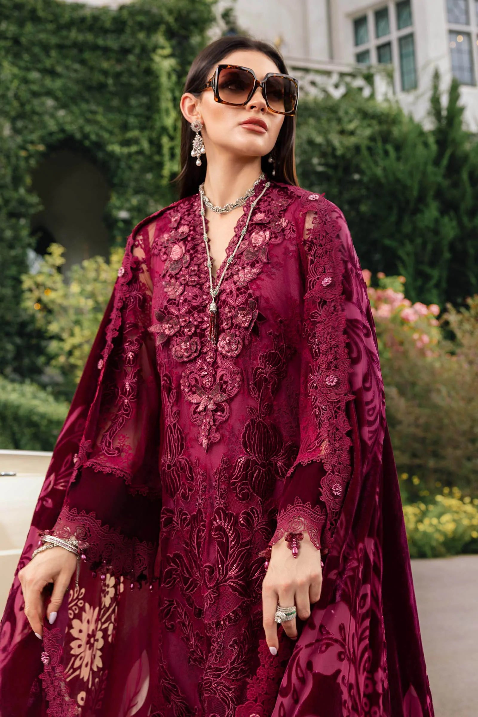 3 Piece Unstitched Embroidered Chantilly Suit - MARIA.B