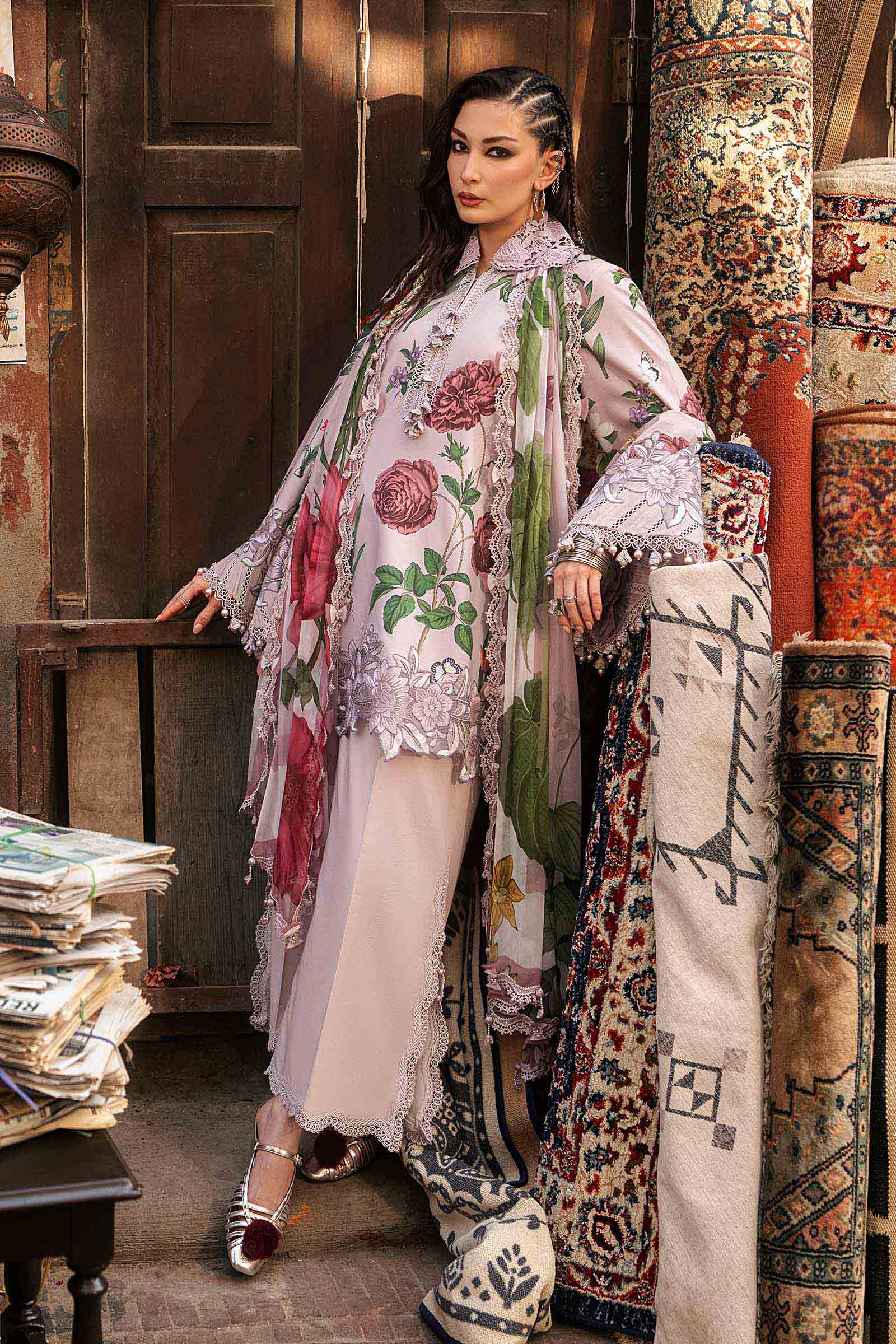 M Prints by Maria B Unstitched Embroidered Cambric Suit - MPT-3109-A
