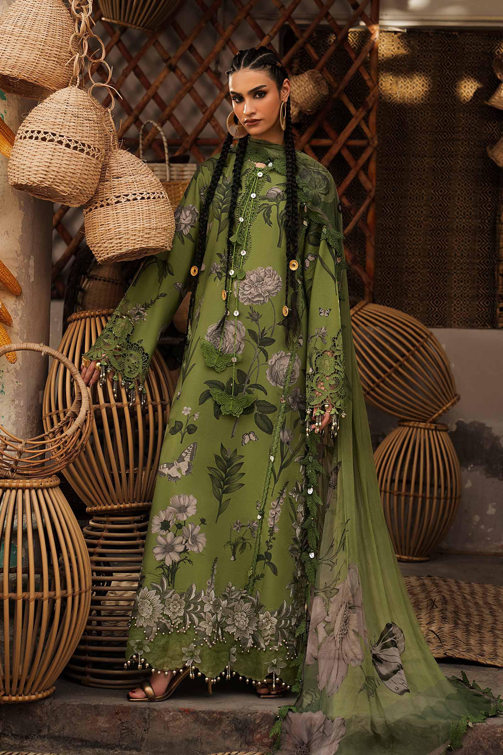M Prints by Maria B Unstitched Embroidered Cambric 3 Piece Suit - MPT-3109-B
