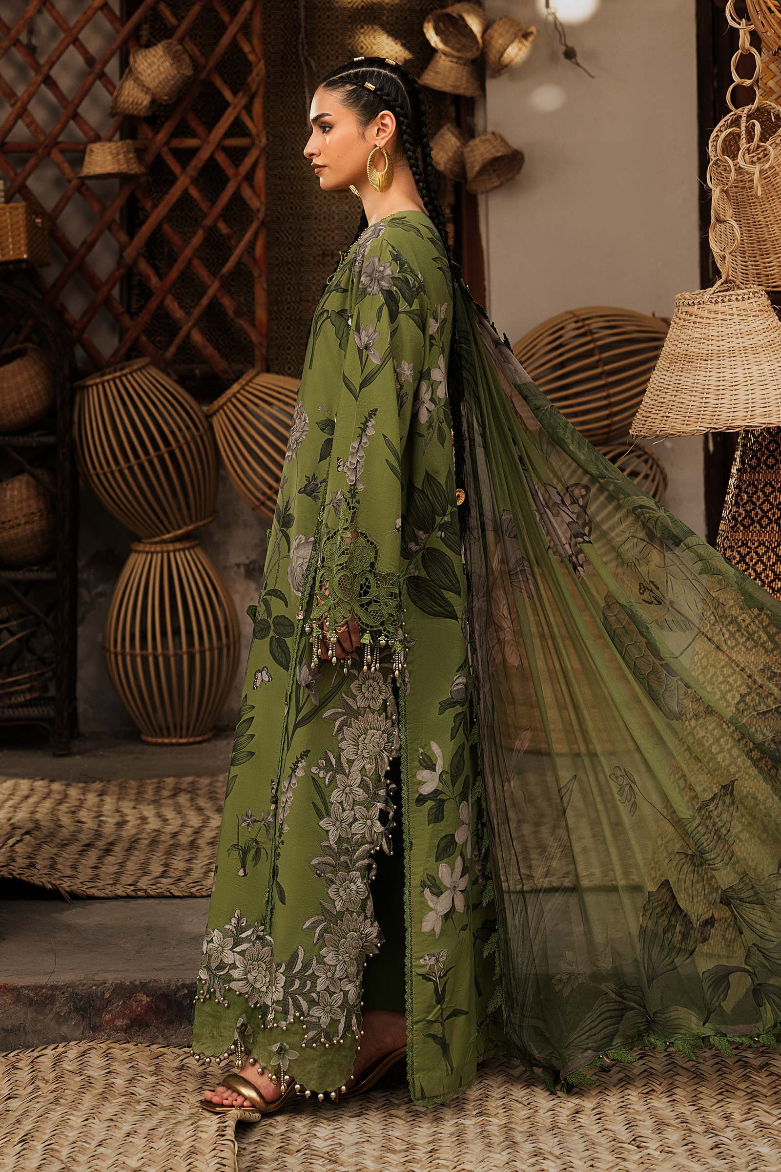 M Prints by Maria B Unstitched Embroidered Cambric 3 Piece Suit - MPT-3109-B