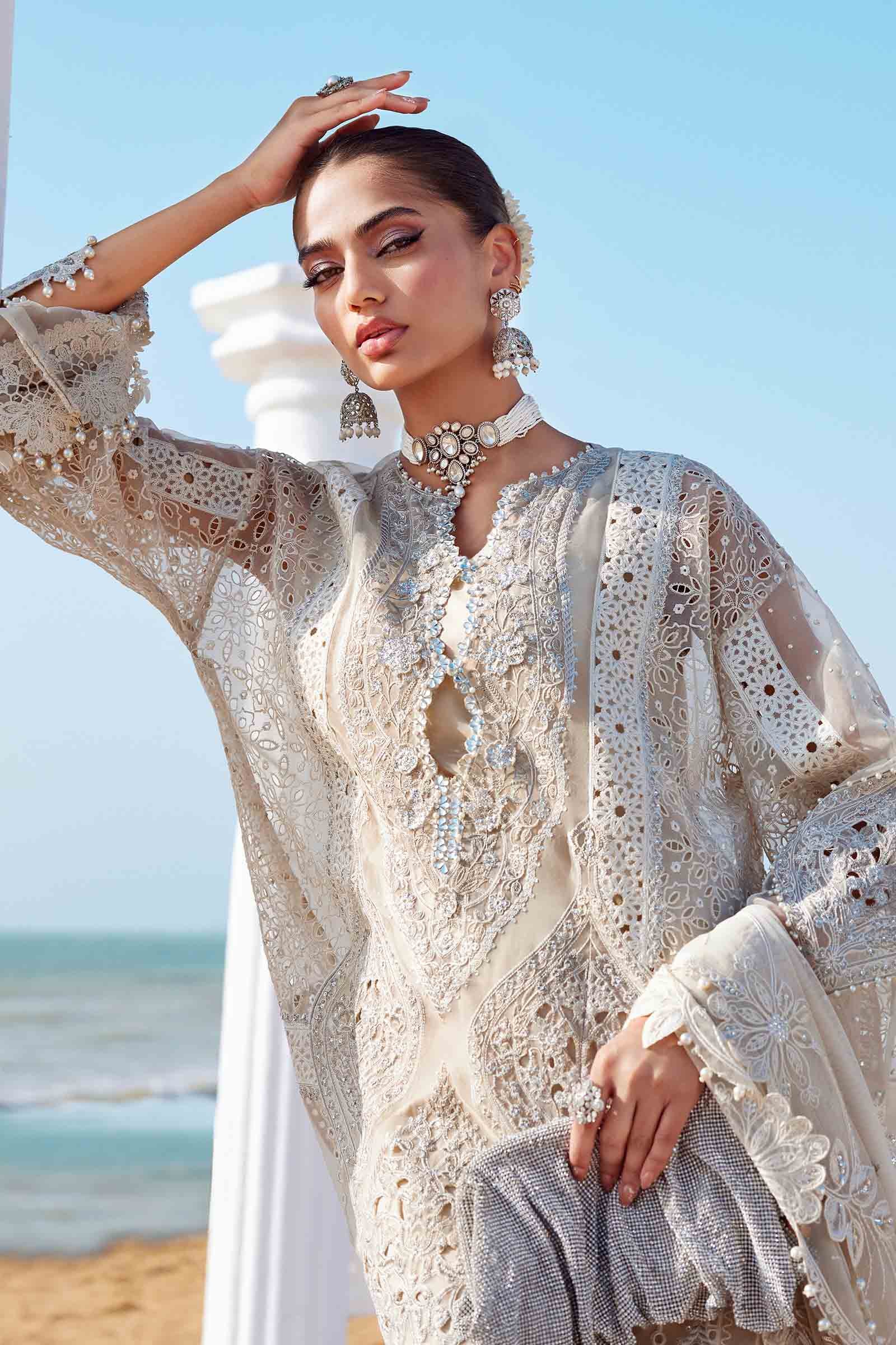 3 Piece Unstitched Embroidered Organza Suit | EID LAWN-25-09 - MARIA.B
