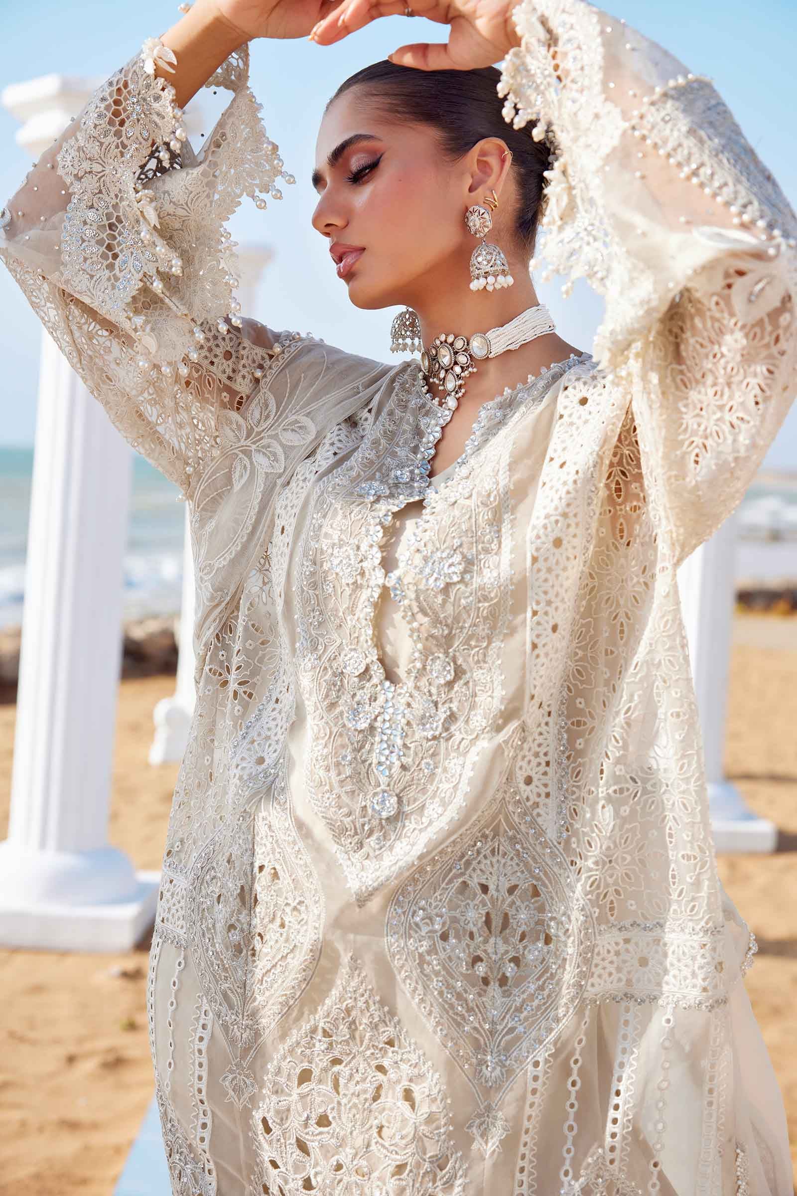 3 Piece Unstitched Embroidered Organza Suit | EID LAWN-25-09 - MARIA.B