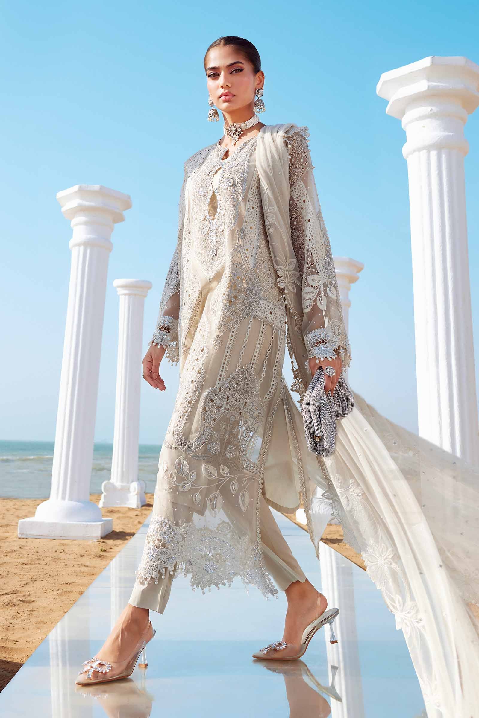 3 Piece Unstitched Embroidered Organza Suit | EID LAWN-25-09 - MARIA.B